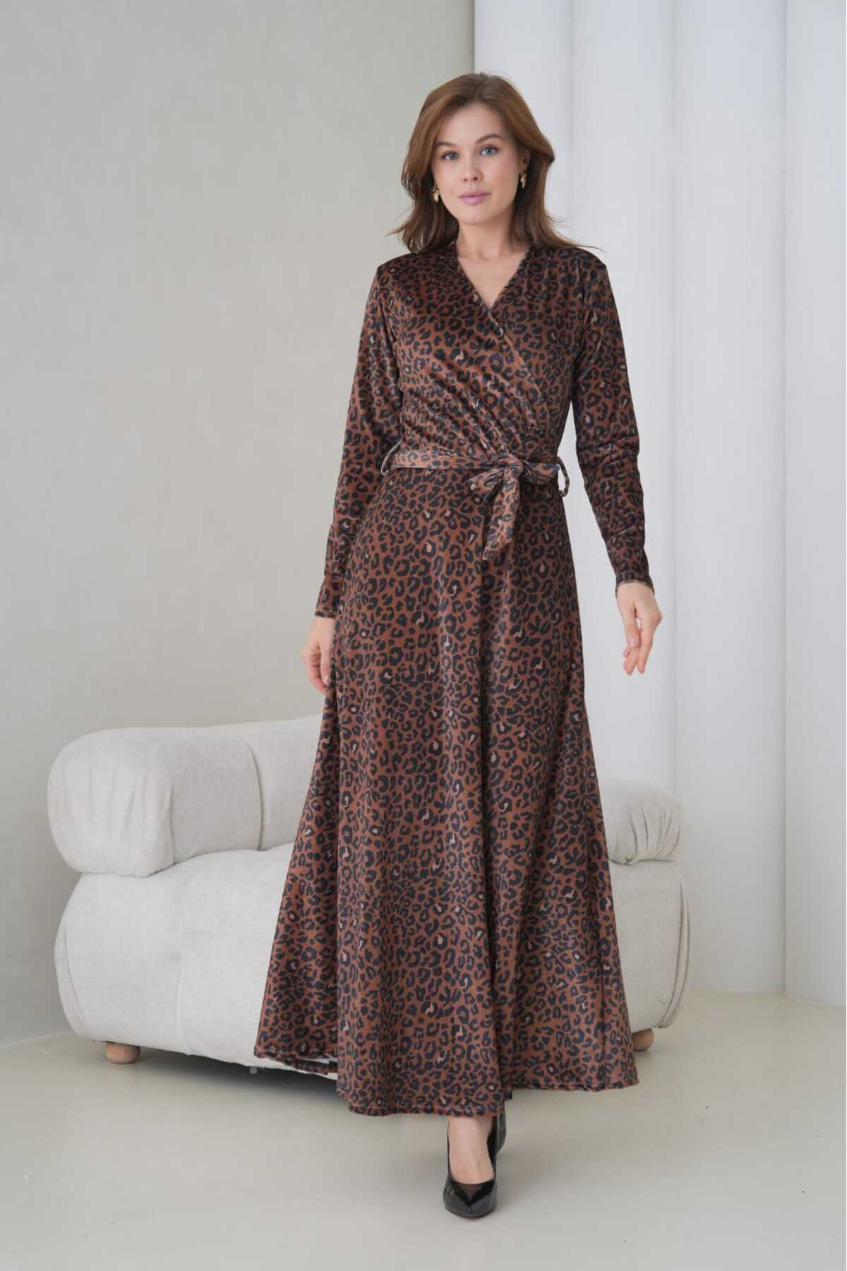 Likralı Maxi Kadife Elbise