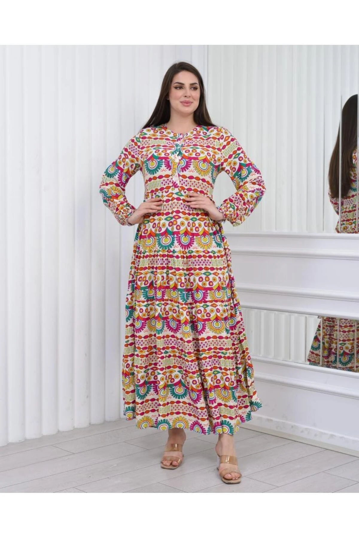 Yaka Düğmeli Viskon - a3