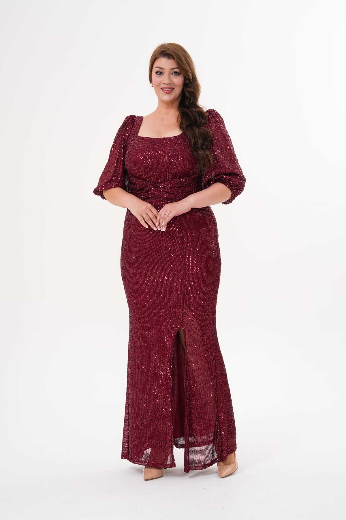 Payet Yarım Kol Abiye Elbise