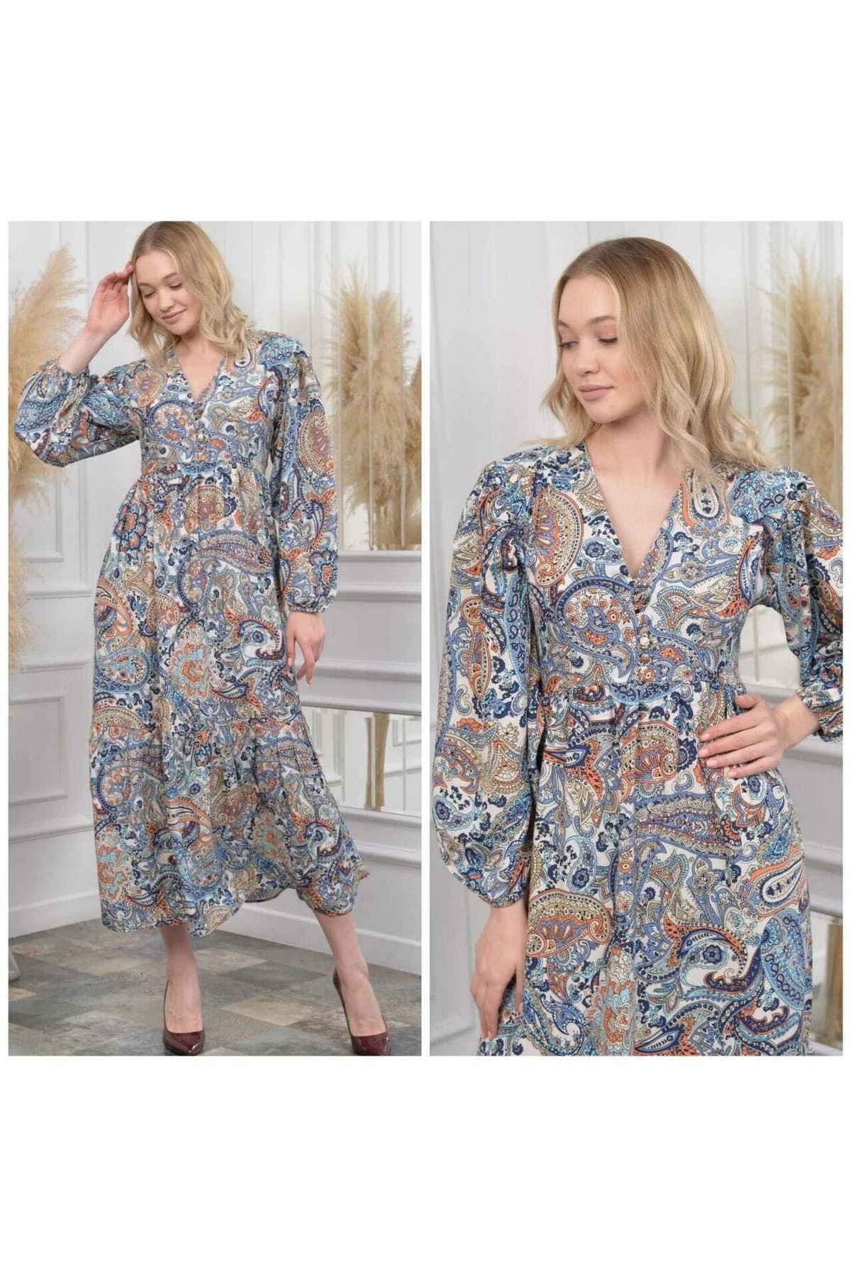 Visko Kumaş V Yaka Düğmeli