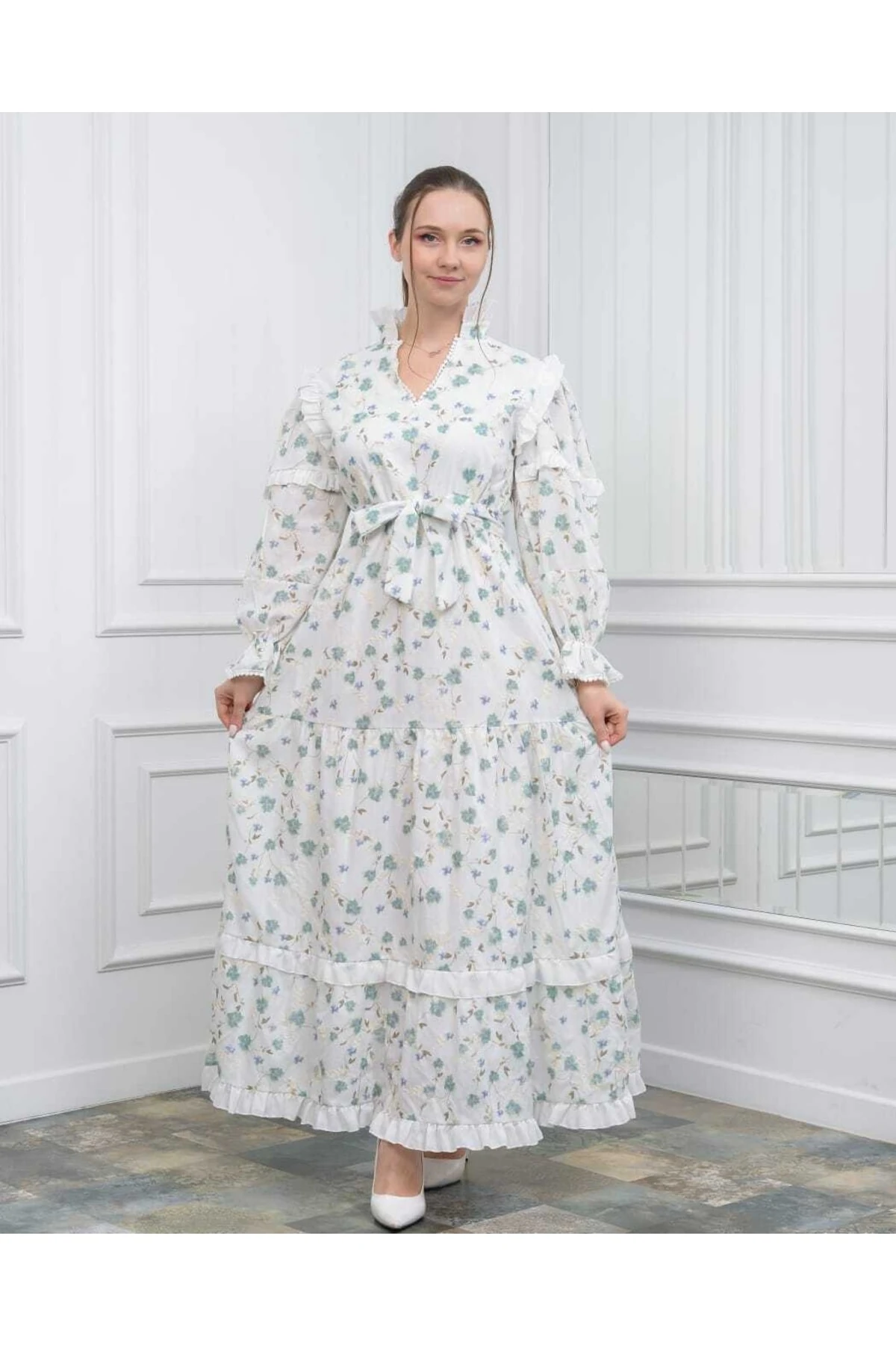 Nakış Baskılı Fisto Kumaş (PAMUKLU) Elbise