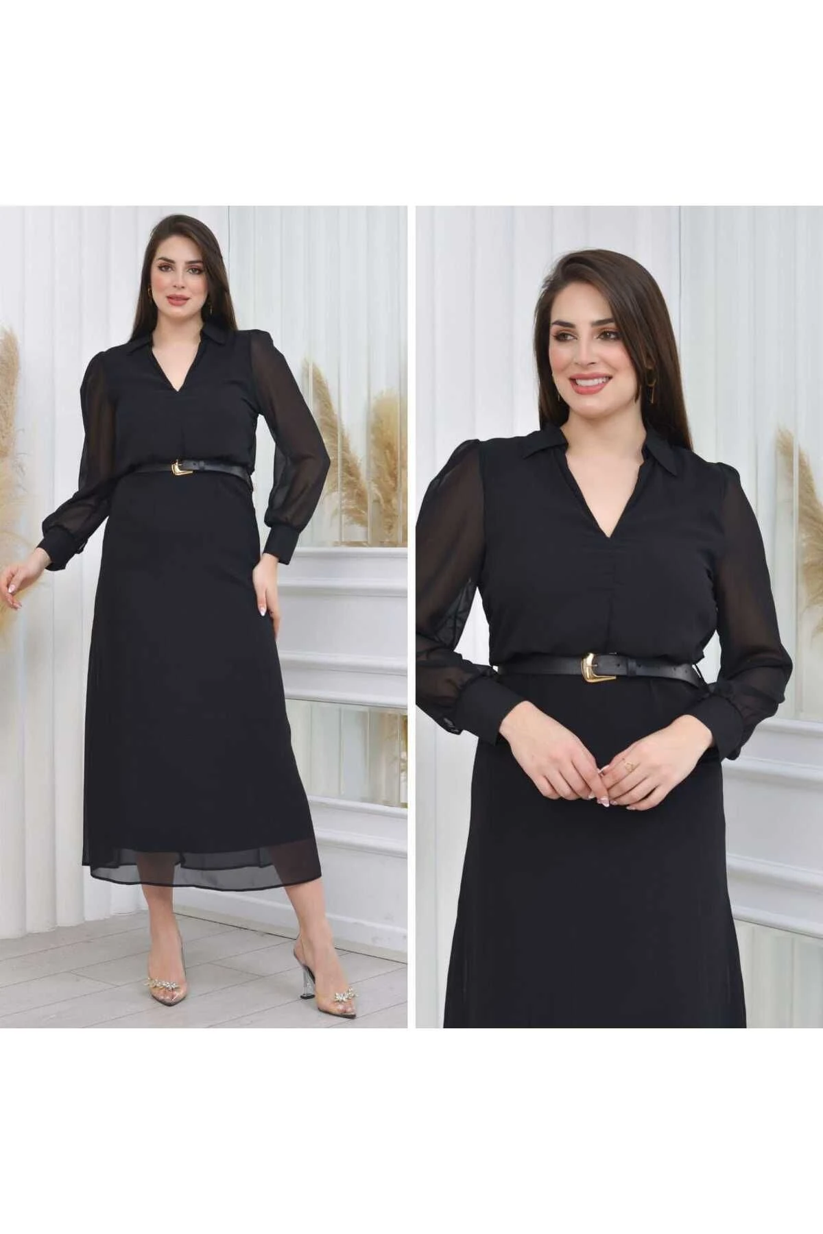 Şifon Desenli Elbise