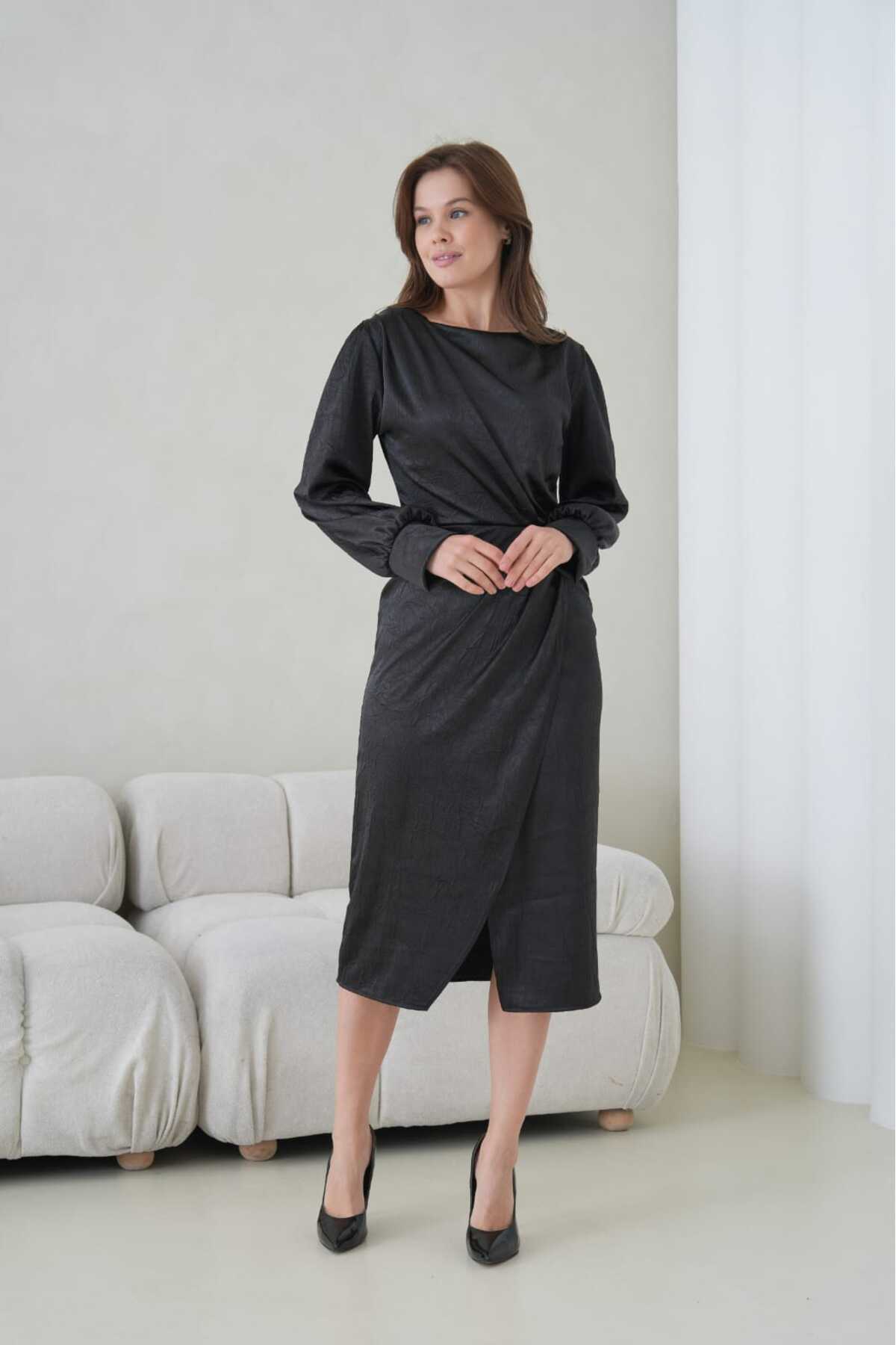 Kruvaze Saten Elbise