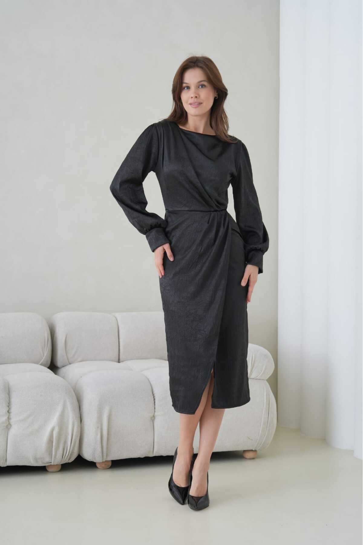 Kruvaze Saten Elbise