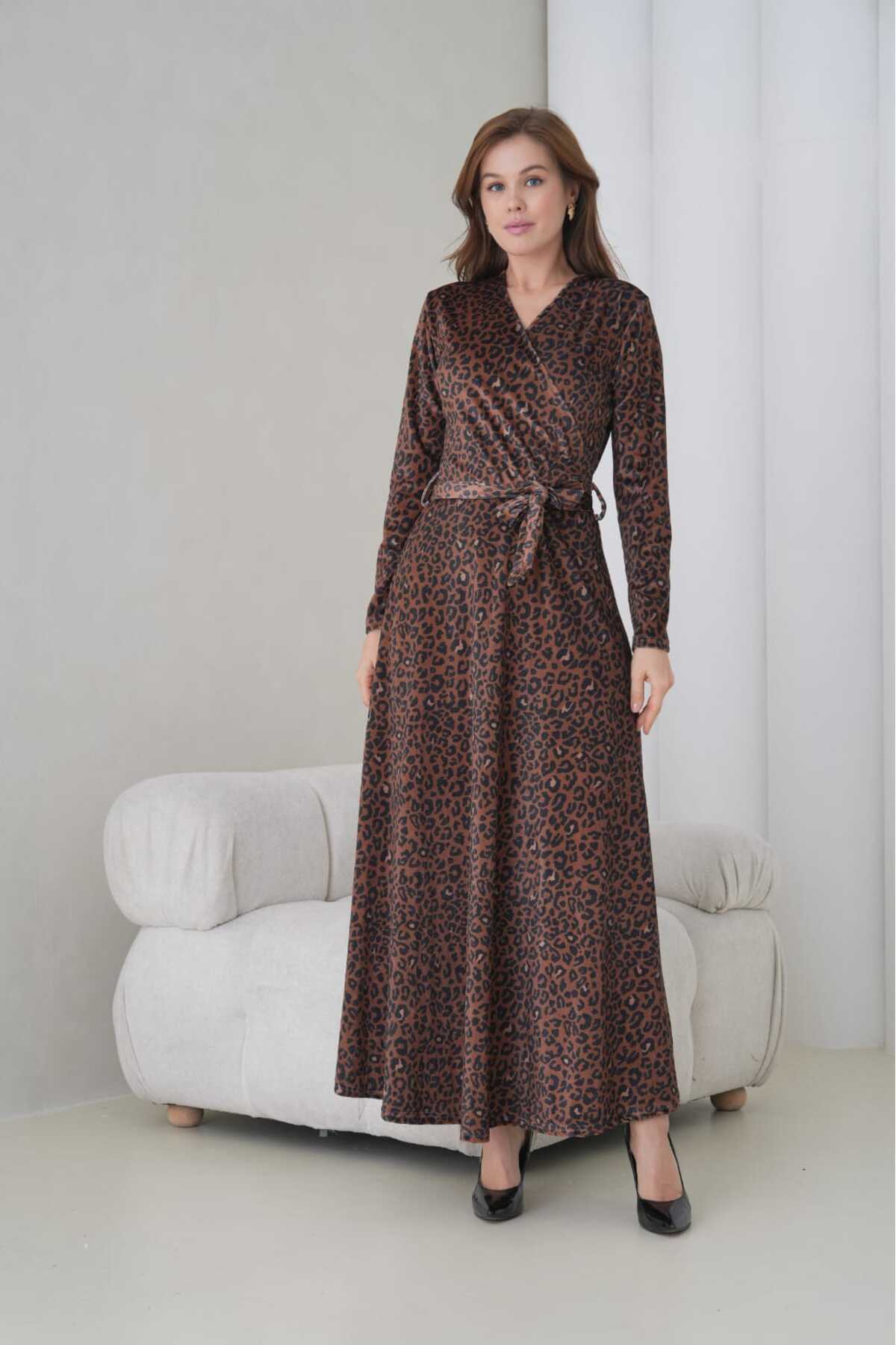 Likralı Maxi Kadife Elbise