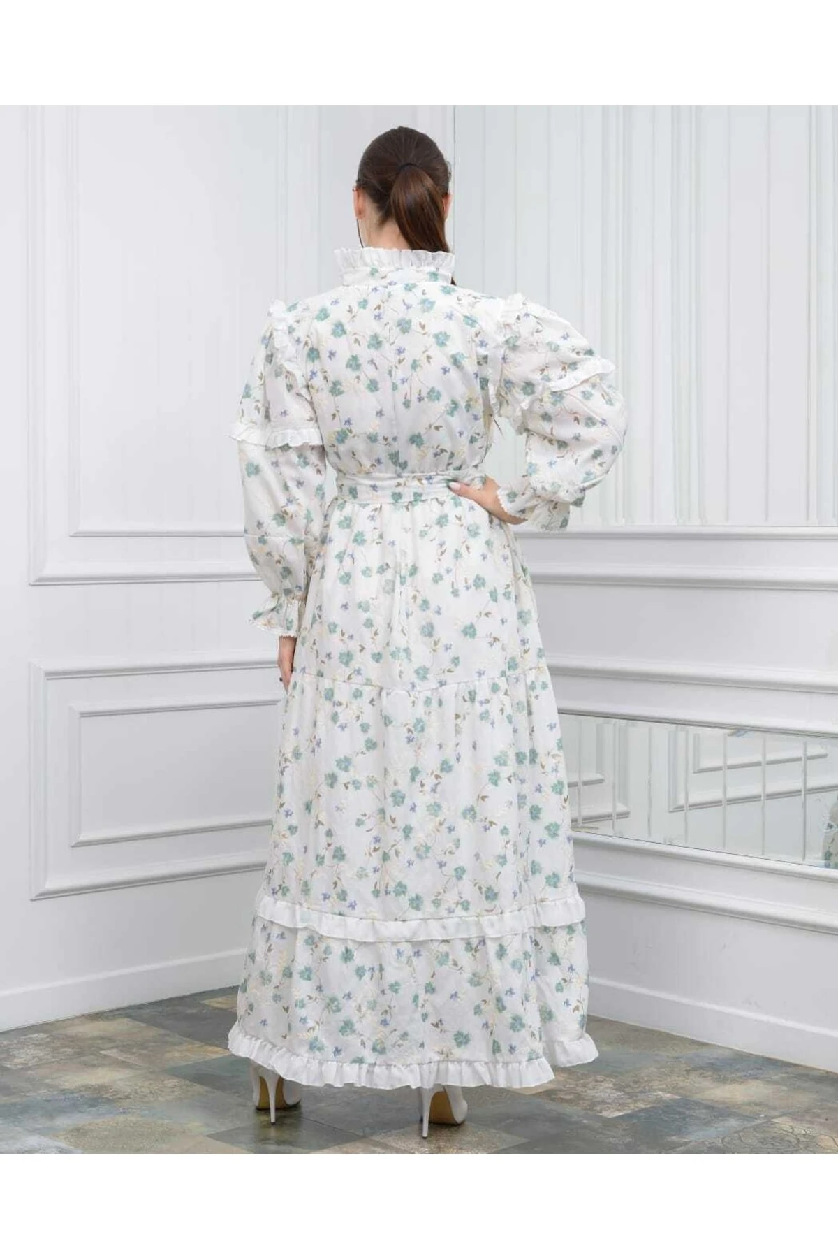 Nakış Baskılı Fisto Kumaş (PAMUKLU) Elbise