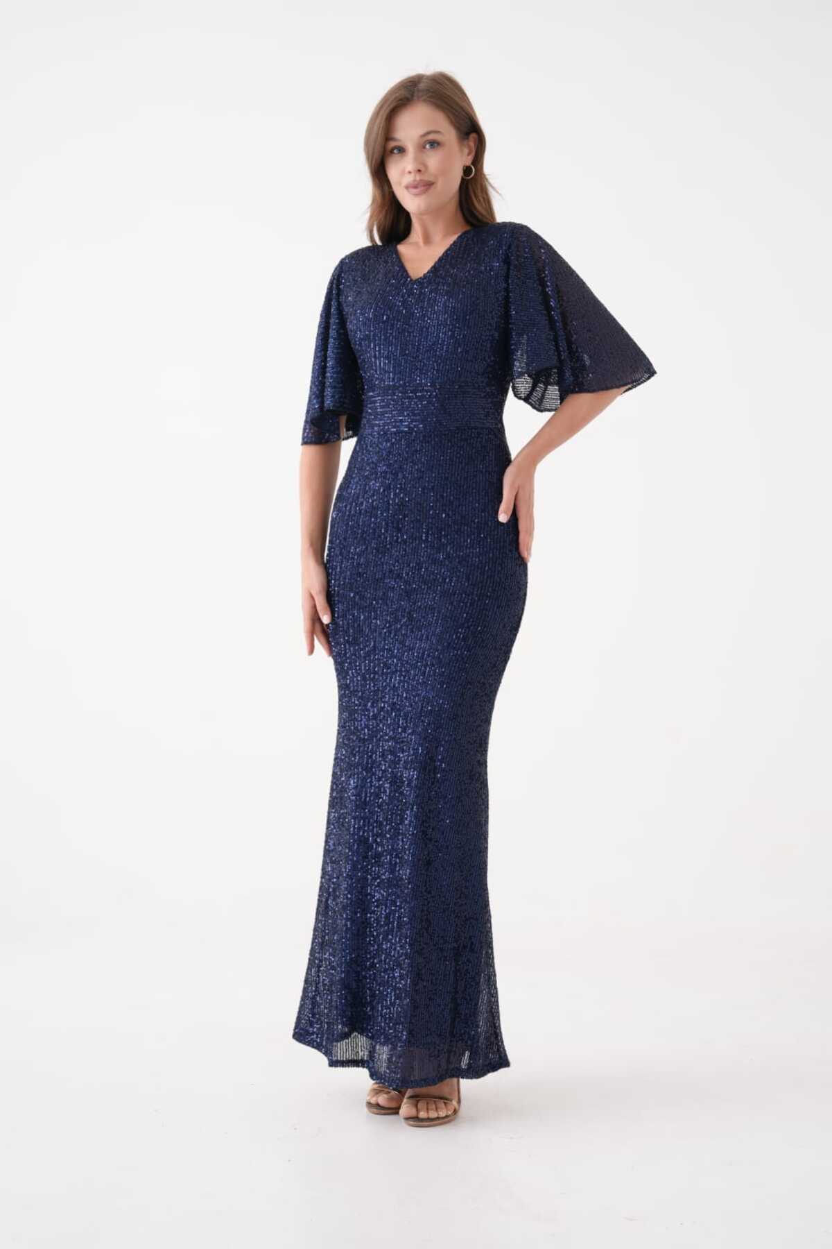 Abiye Pul Payet Kısa Kol Elbise