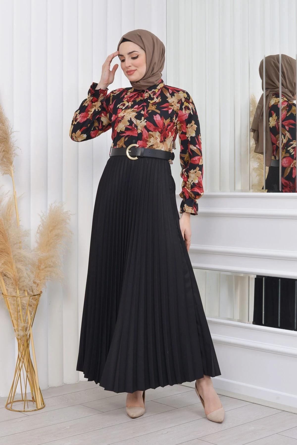 Tamamı Astarlı Gömlek Elbise - a2 desen