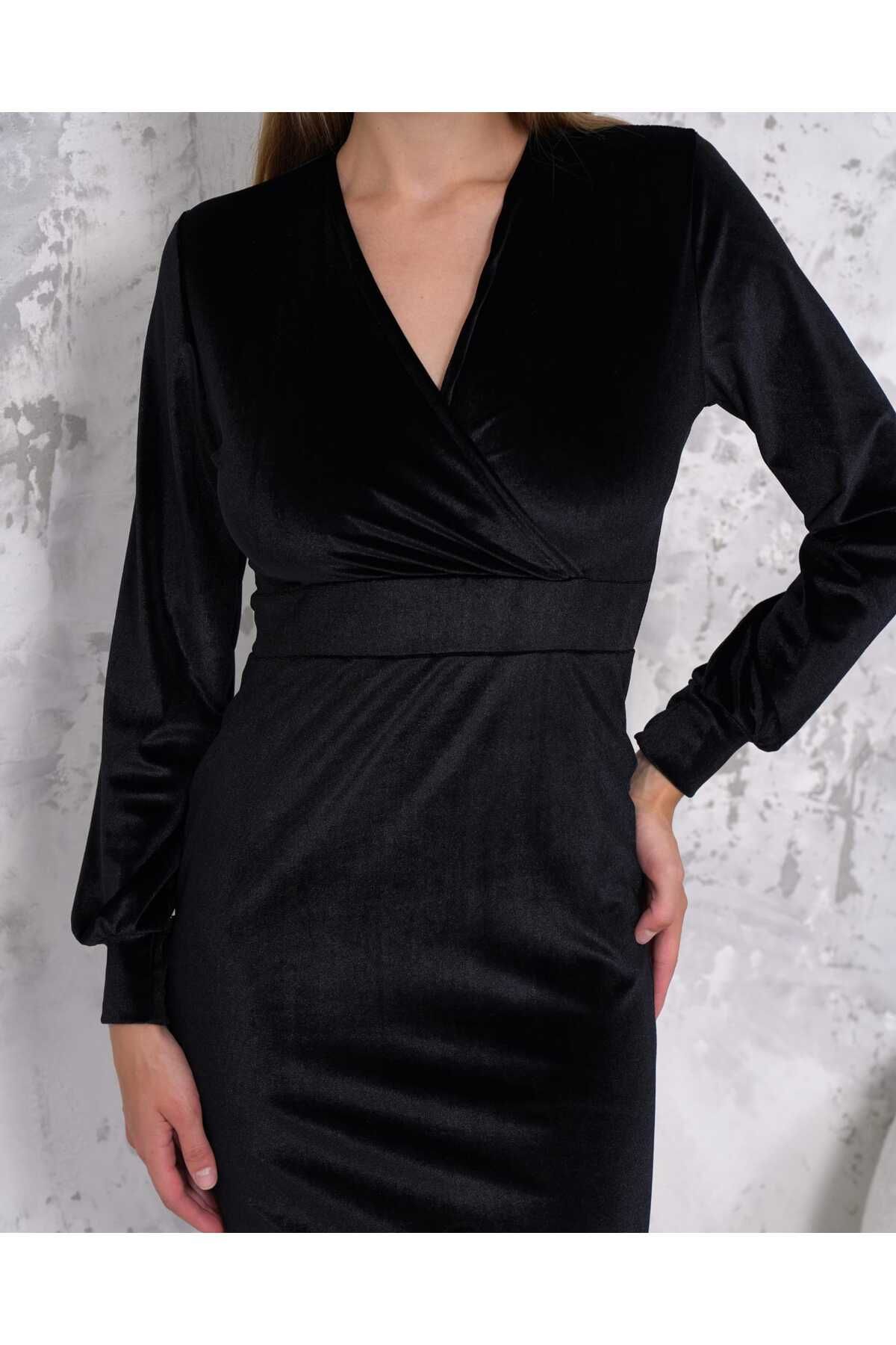 Kruvaze Midi Boy Kalem Elbise