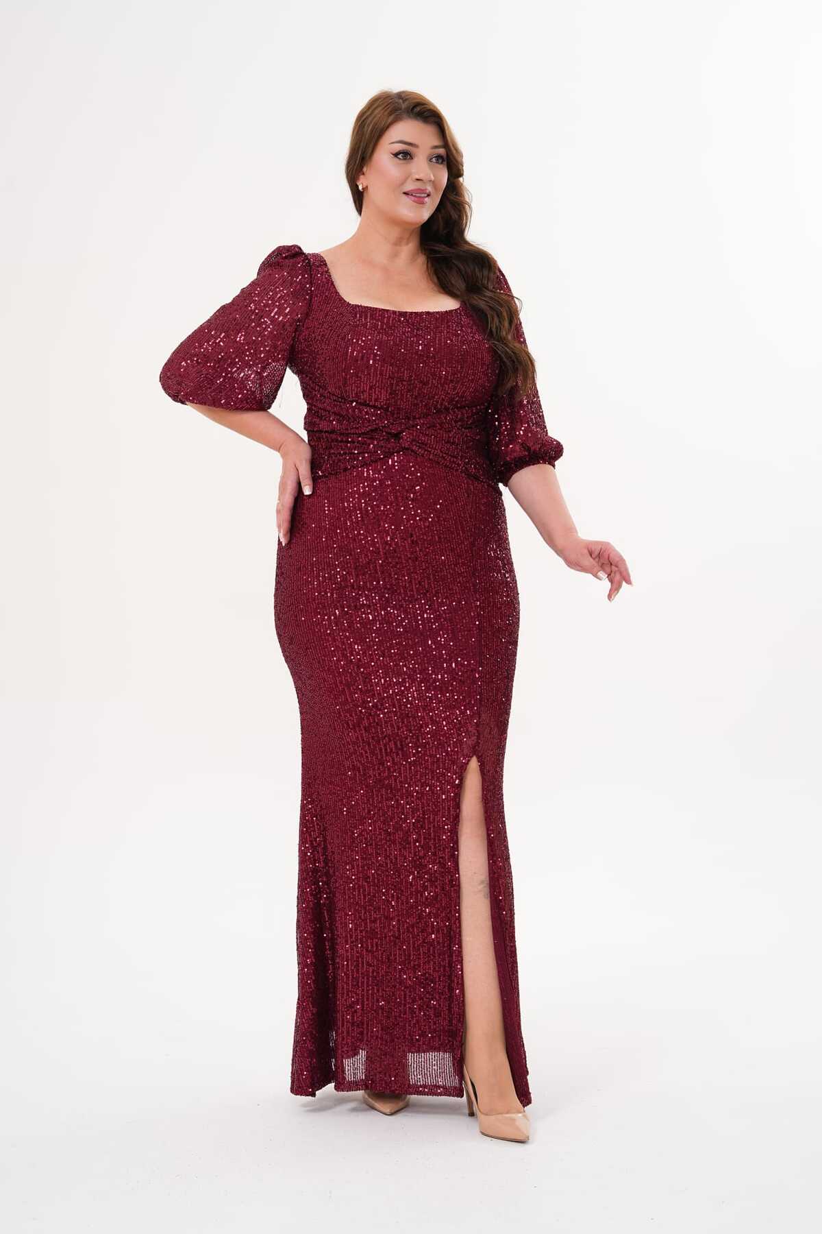 Payet Yarım Kol Abiye Elbise