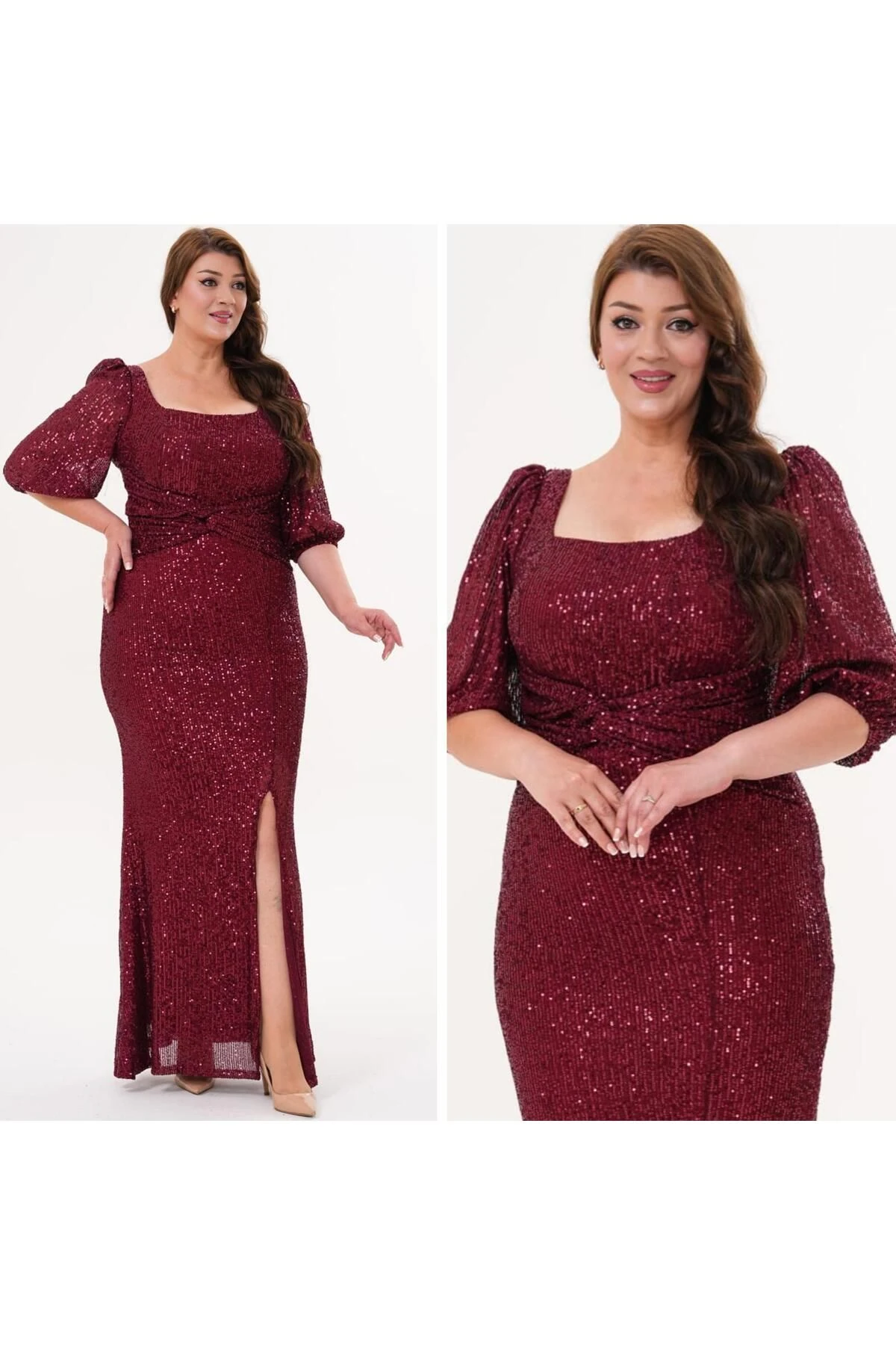 Payet Yarım Kol Abiye Elbise