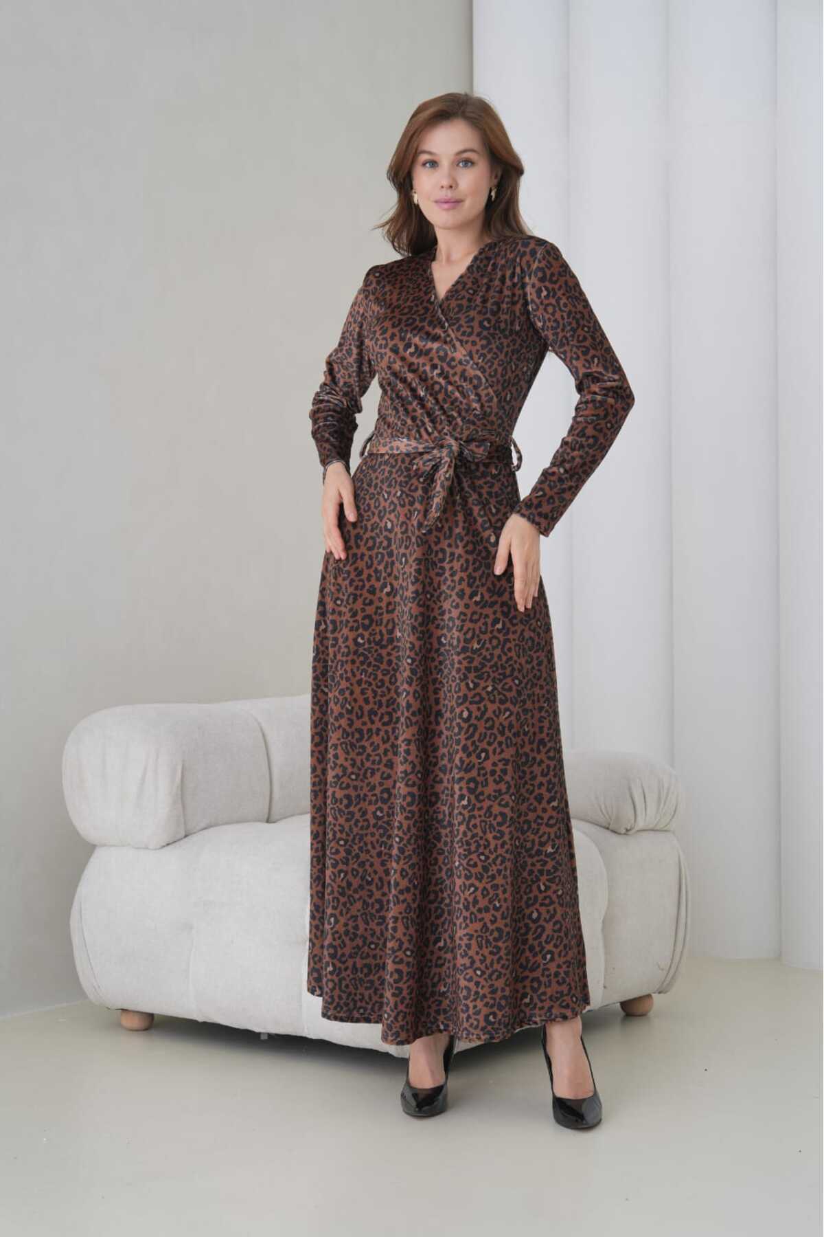 Likralı Maxi Kadife Elbise