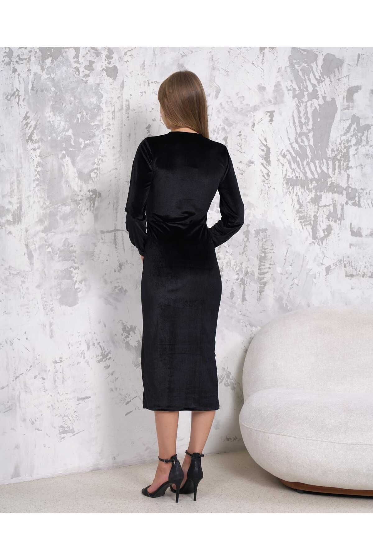 Kruvaze Midi Boy Kalem Elbise