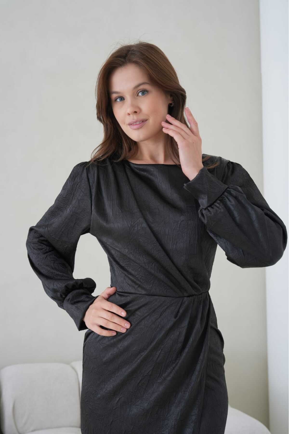 Kruvaze Saten Elbise