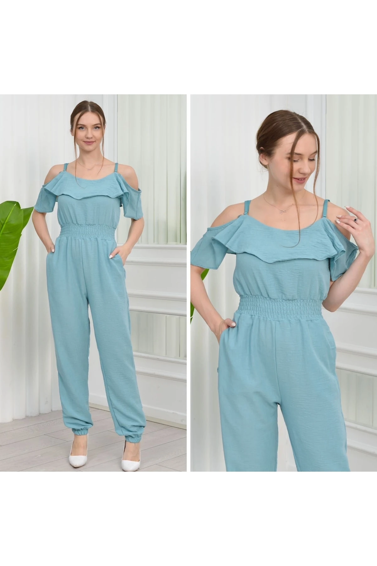 Askılı Tulum - bebe mavi