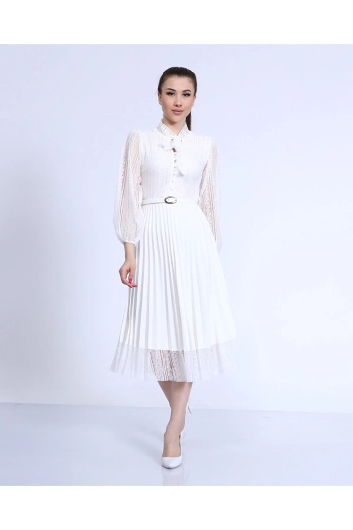 Fransız Tül Elbise - beyaz