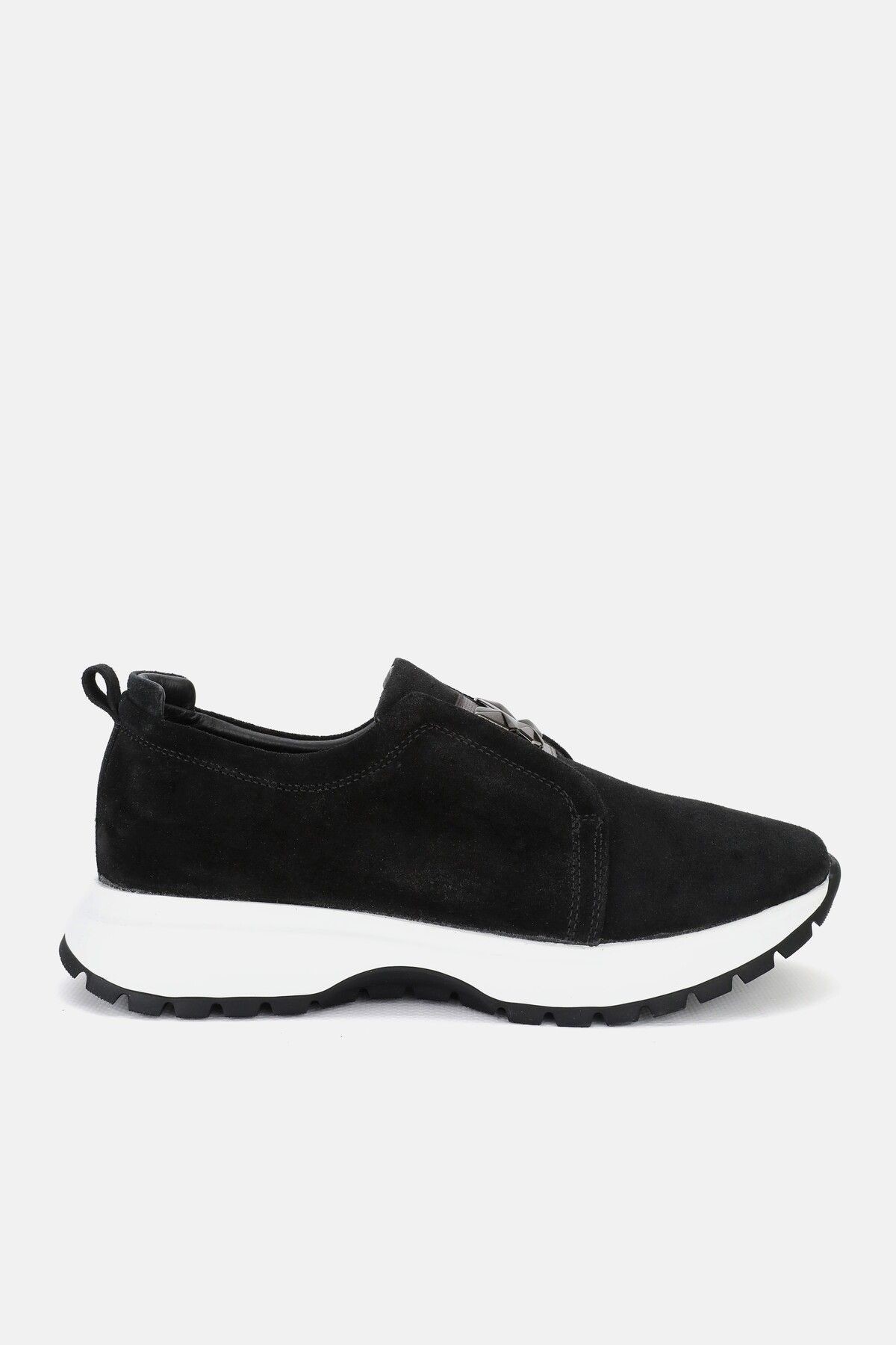 KADIN SİYAH SÜET HAKİKİ DOĞAL DERİ TOKALI SNEAKER CASUAL AYAKKABI