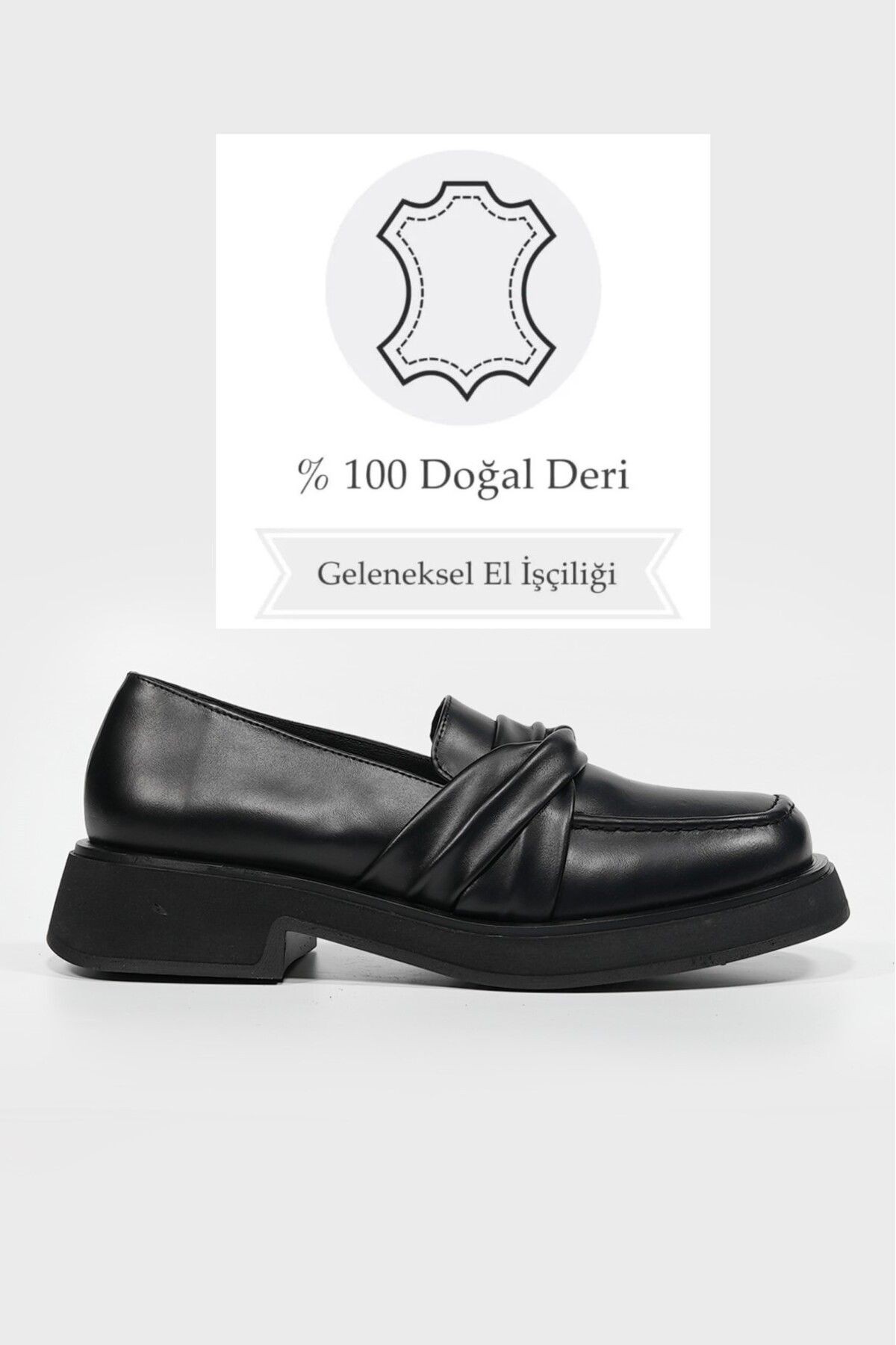 KADIN SİYAH HAKİKİ DOĞAL DERİ LOAFER AYAKKABI