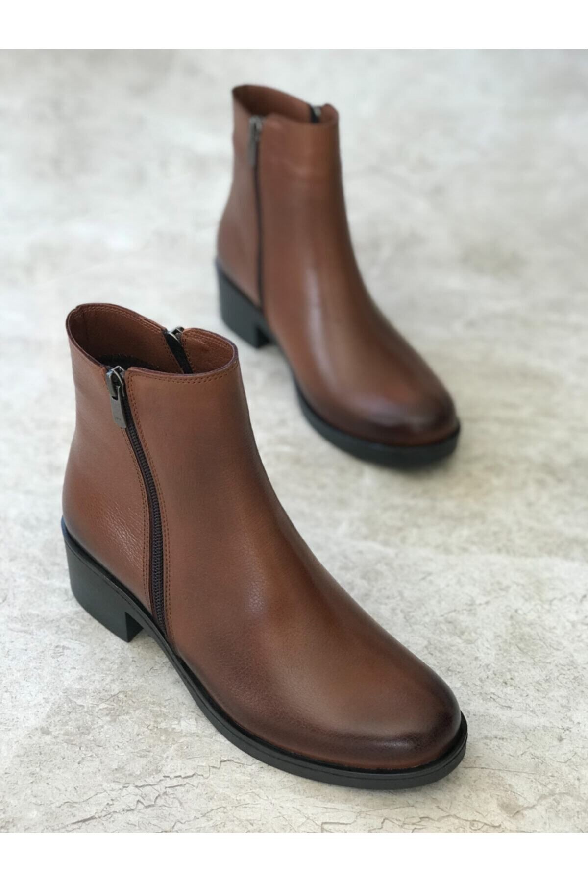 Kadın Taba Hakiki Deri Bilekte Bot & Bootie