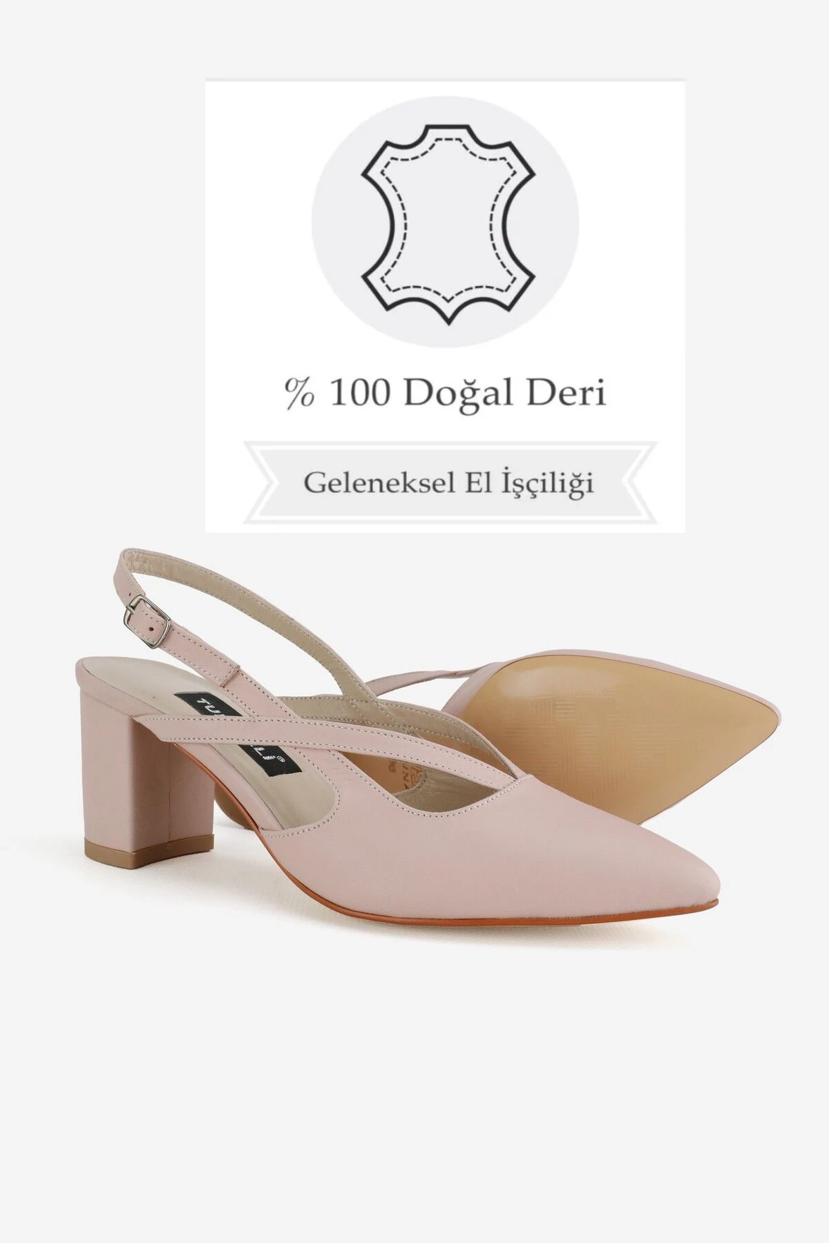 KADIN BEJ HAKİKİ DERİ 34-35-41-42 NUMARA TOPUKLU ARKA AÇIK AYAKKABI