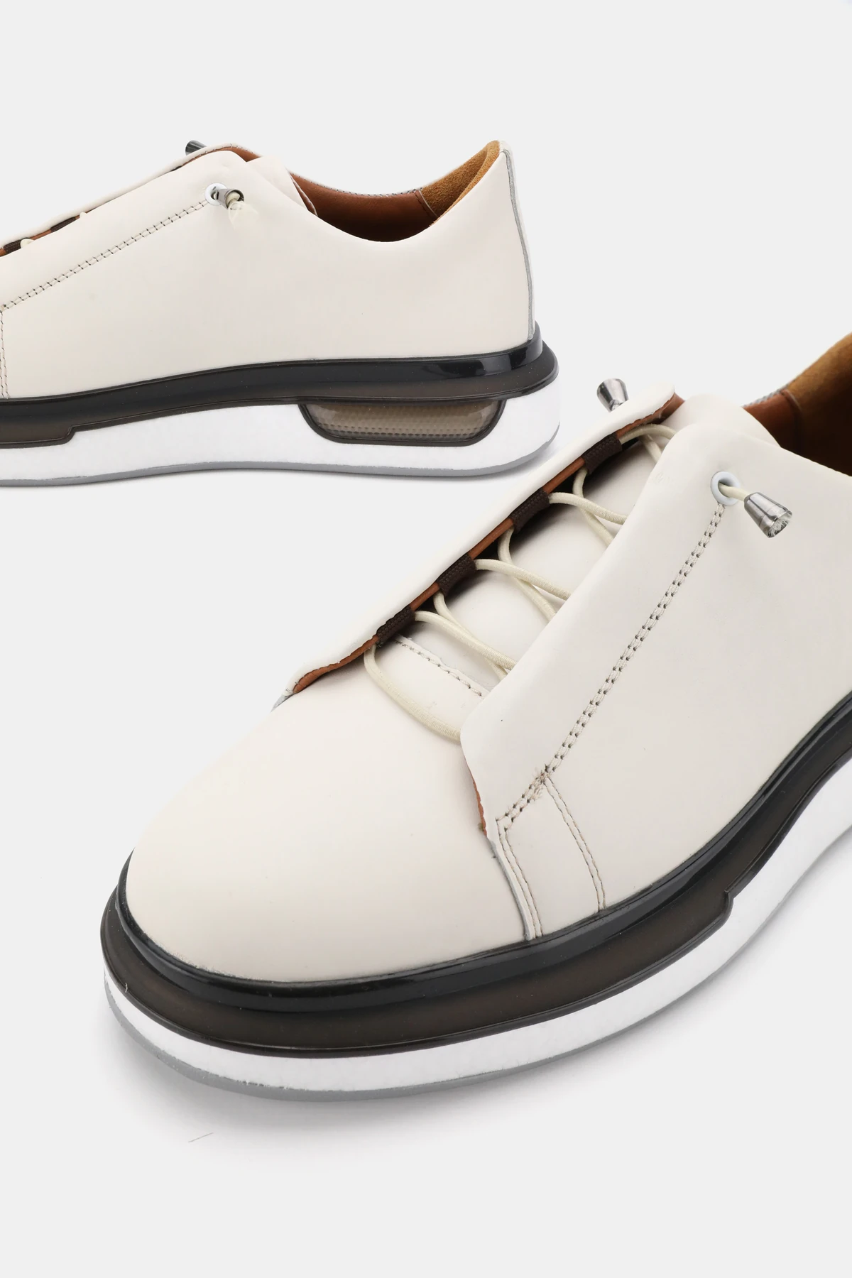 ERKEK BEJ HAKİKİ DOĞAL DERİ BAĞCIKLI SNEAKER AYAKKABI