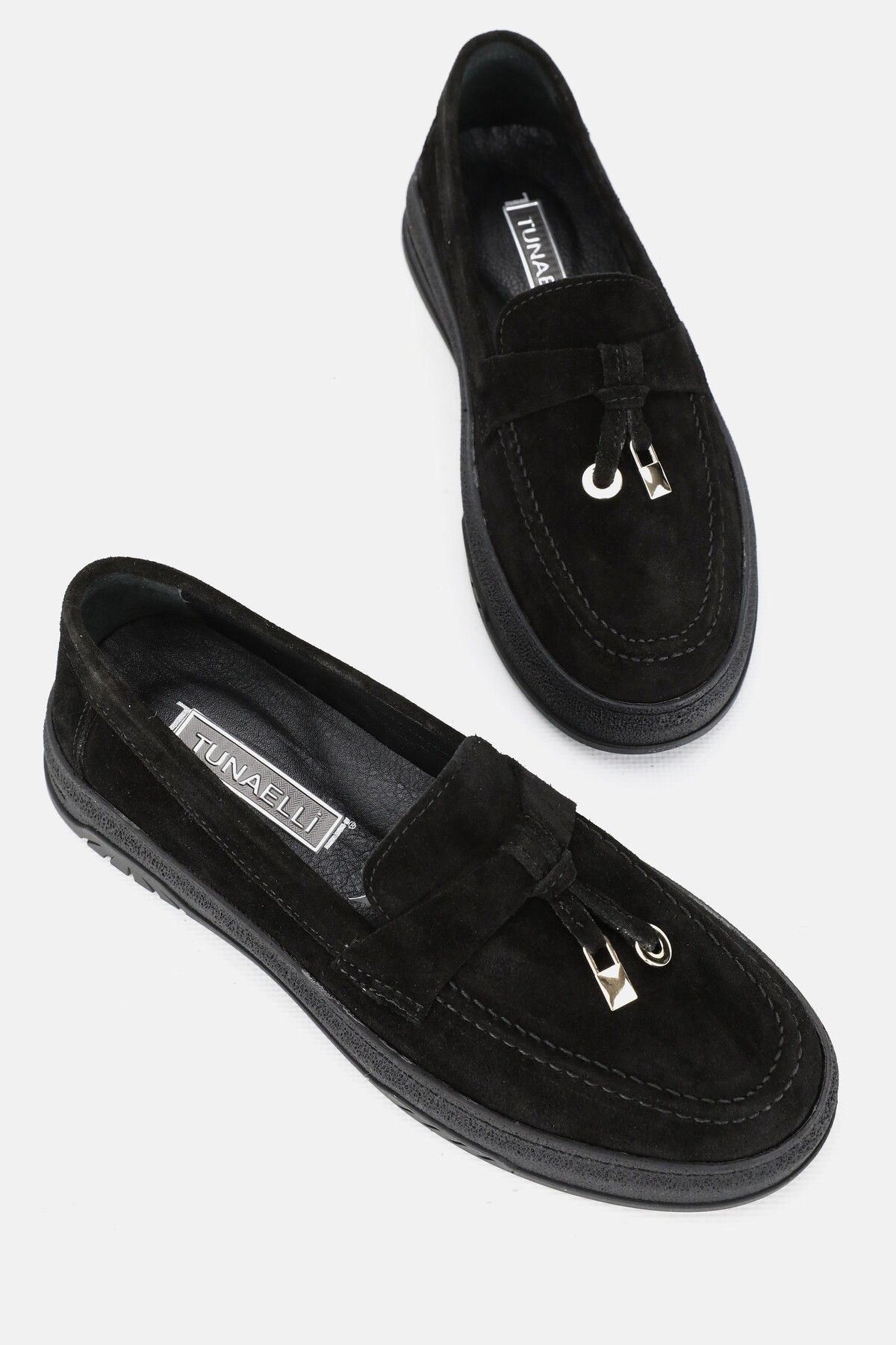 KADIN GRİ SÜET HAKİKİ DERİ 36-41 NUMARA DÜZ TOPUKLU LOAFER AYAKKABI