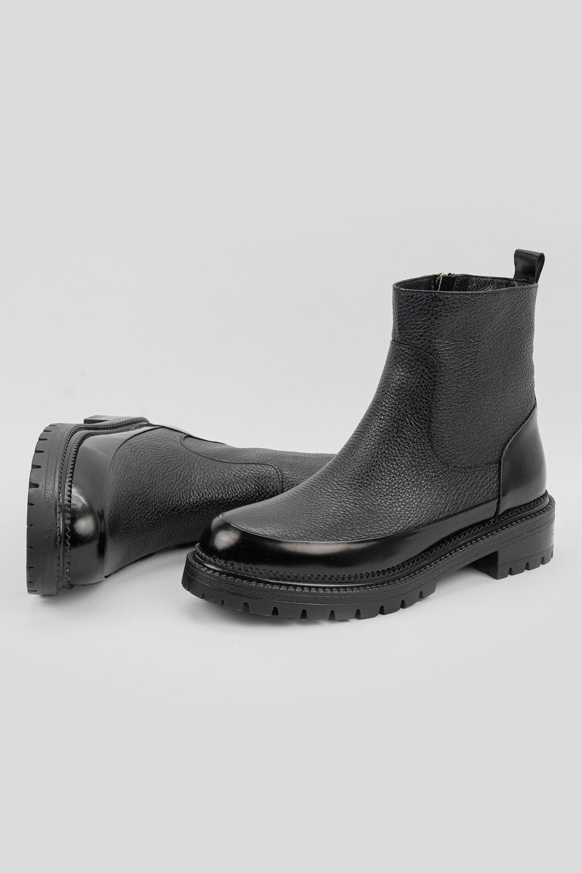 Kadın Siyah Hakiki Deri 35-41 Numara Bot & Bootie