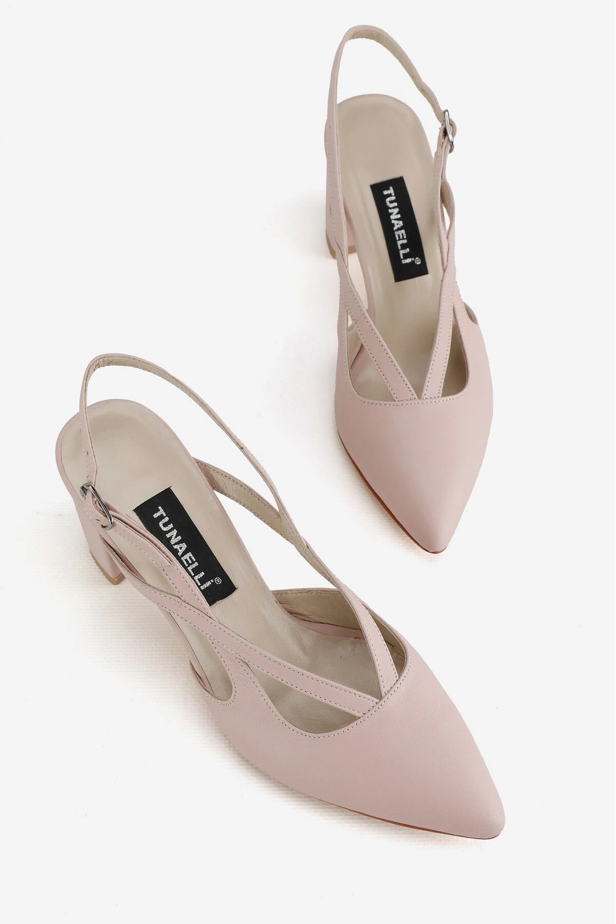 KADIN BEJ HAKİKİ DERİ 34-35-41-42 NUMARA TOPUKLU ARKA AÇIK AYAKKABI