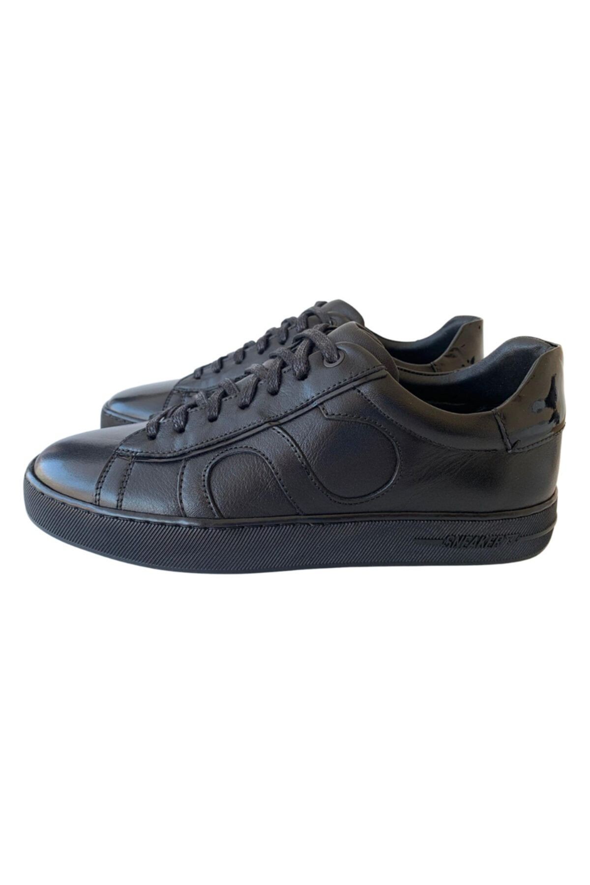 Erkek Siyah Antik Deri Sneaker Tnl000012