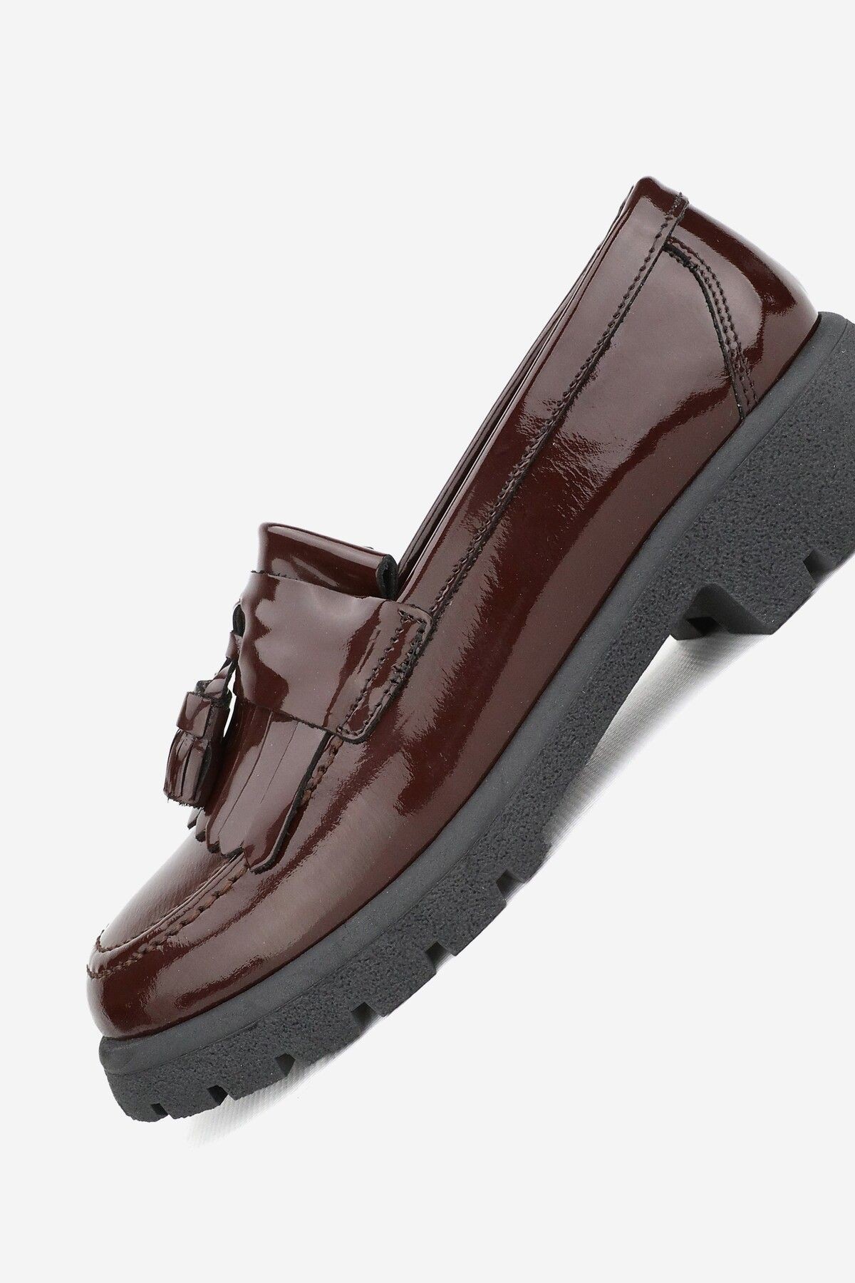 KADIN BORDO RUGAN HAKİKİ DOĞAL DERİ 36-41 NUMARA PÜSKÜLLÜ LOAFER AYAKKABI