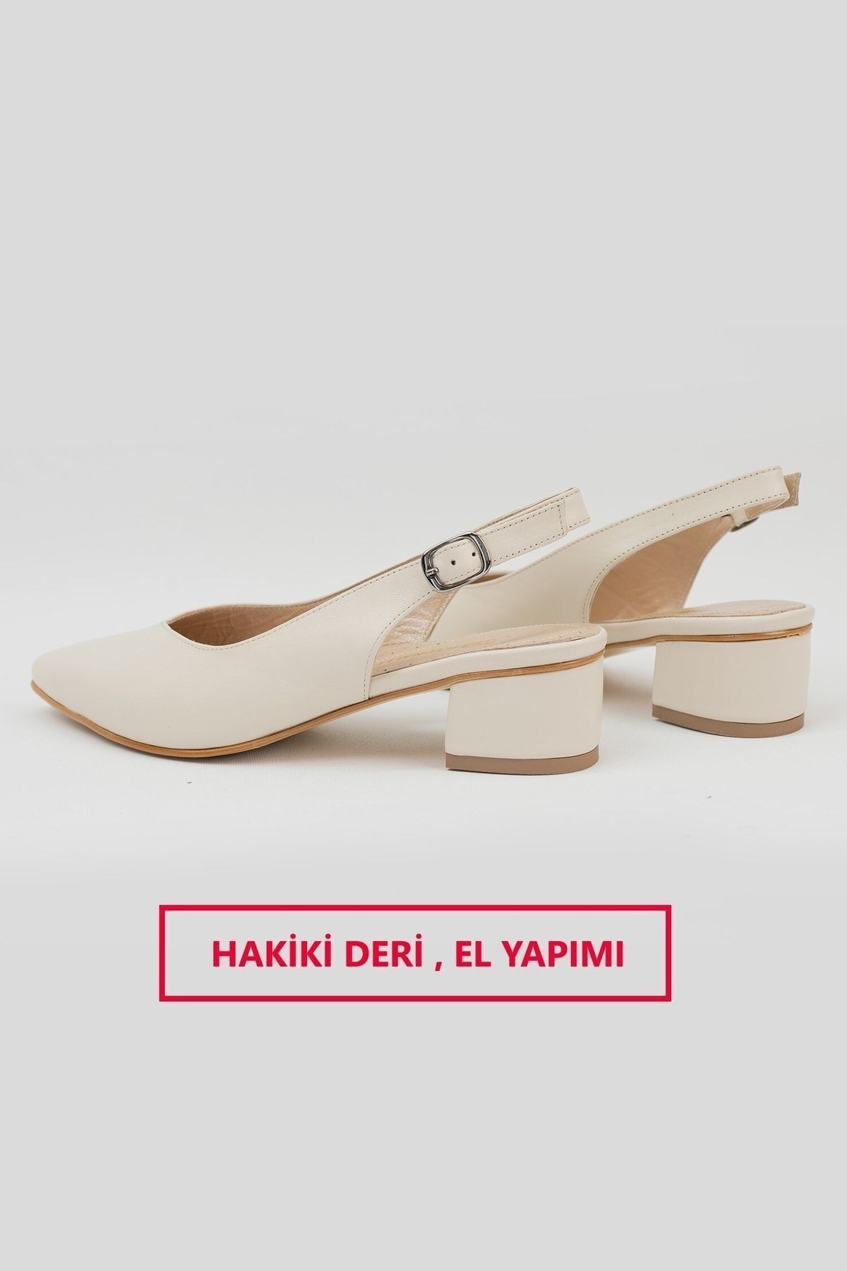 Kadın Bej Hakiki Deri 35-41 Numara Topuklu Ayakkabı