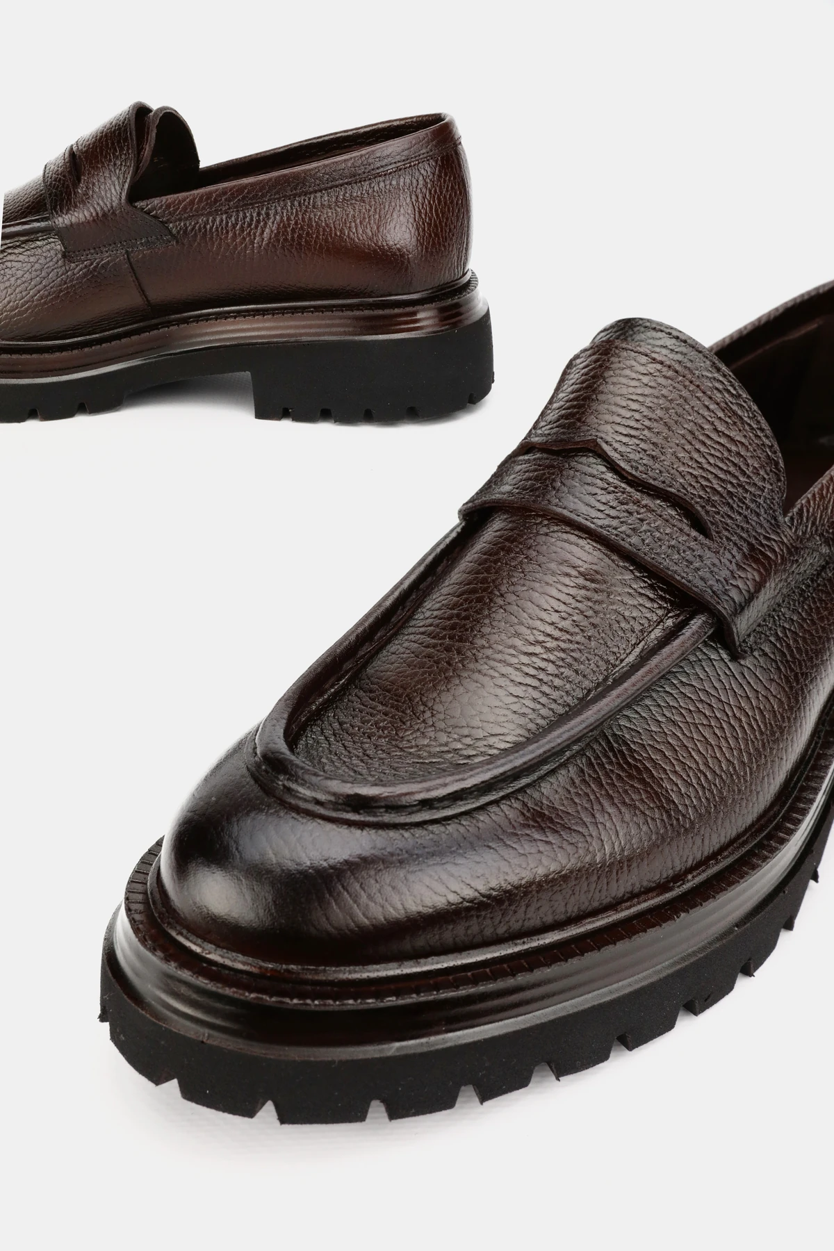 ERKEK KAHVERENGİ HAKİKİ DOĞAL DERİ 39-45 NUMARA EVA TABAN LOAFER AYAKKABI