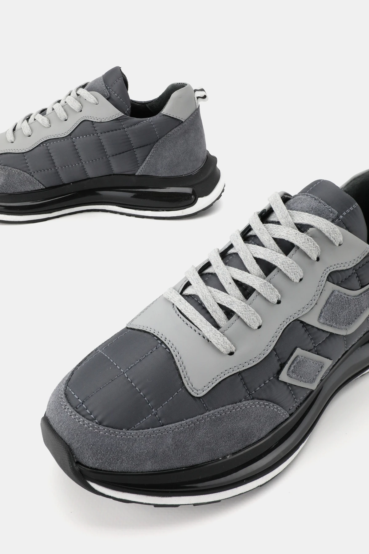 ERKEK GRİ HAKİKİ DOĞAL DERİ BAĞCIKLI SNEAKER AYAKKABI