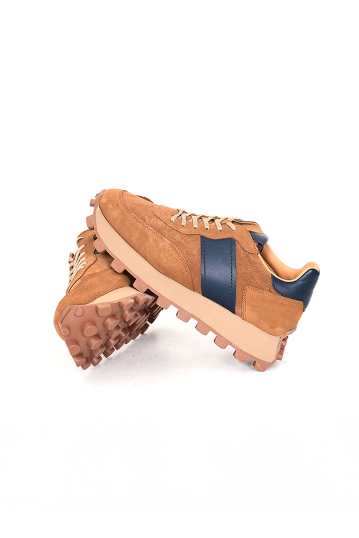 TNL 2524 Taba Süet Garni Lacivert Antik Deri, EVA Taban Erkek Sneaker