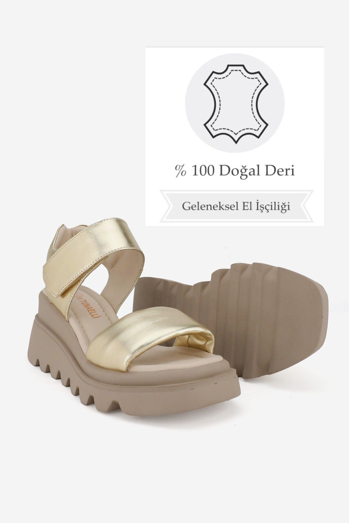 KADIN DORE HAKİKİ DOĞAL DERİ DOLGU TOPUKLU SANDALET