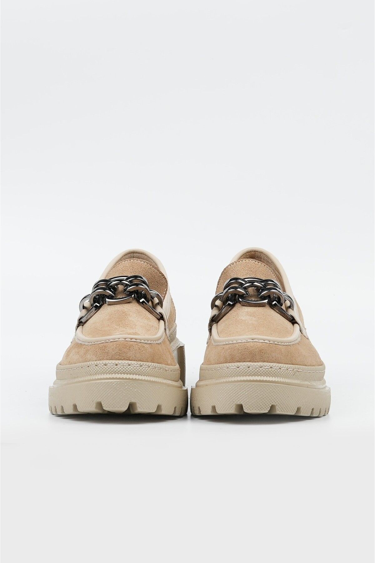 KADIN BEJ SÜET HAKİKİ DOĞAL DERİ 35-41 NUMARA CASUAL LOAFER AYAKKABI
