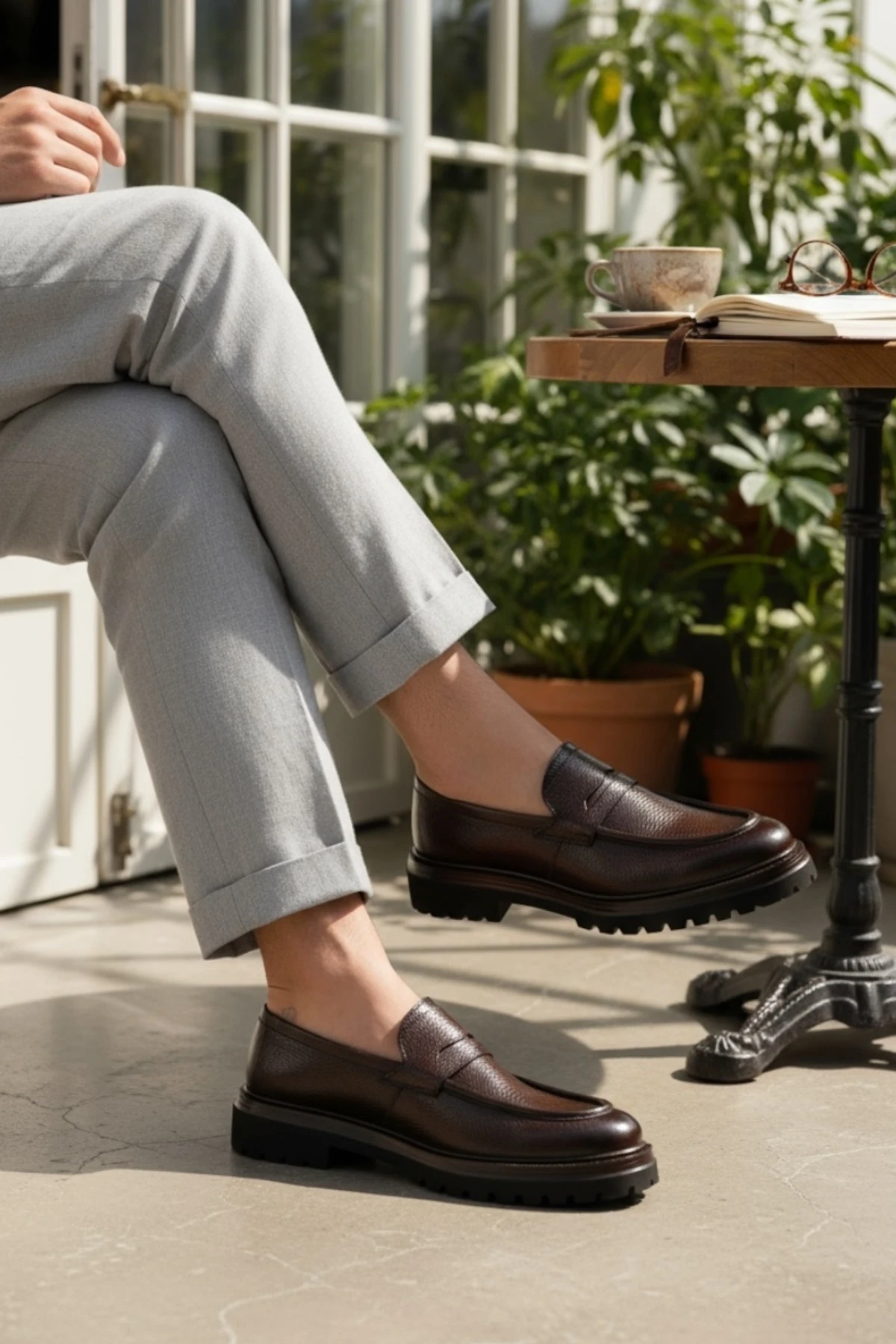 ERKEK KAHVERENGİ HAKİKİ DOĞAL DERİ 39-45 NUMARA EVA TABAN LOAFER AYAKKABI