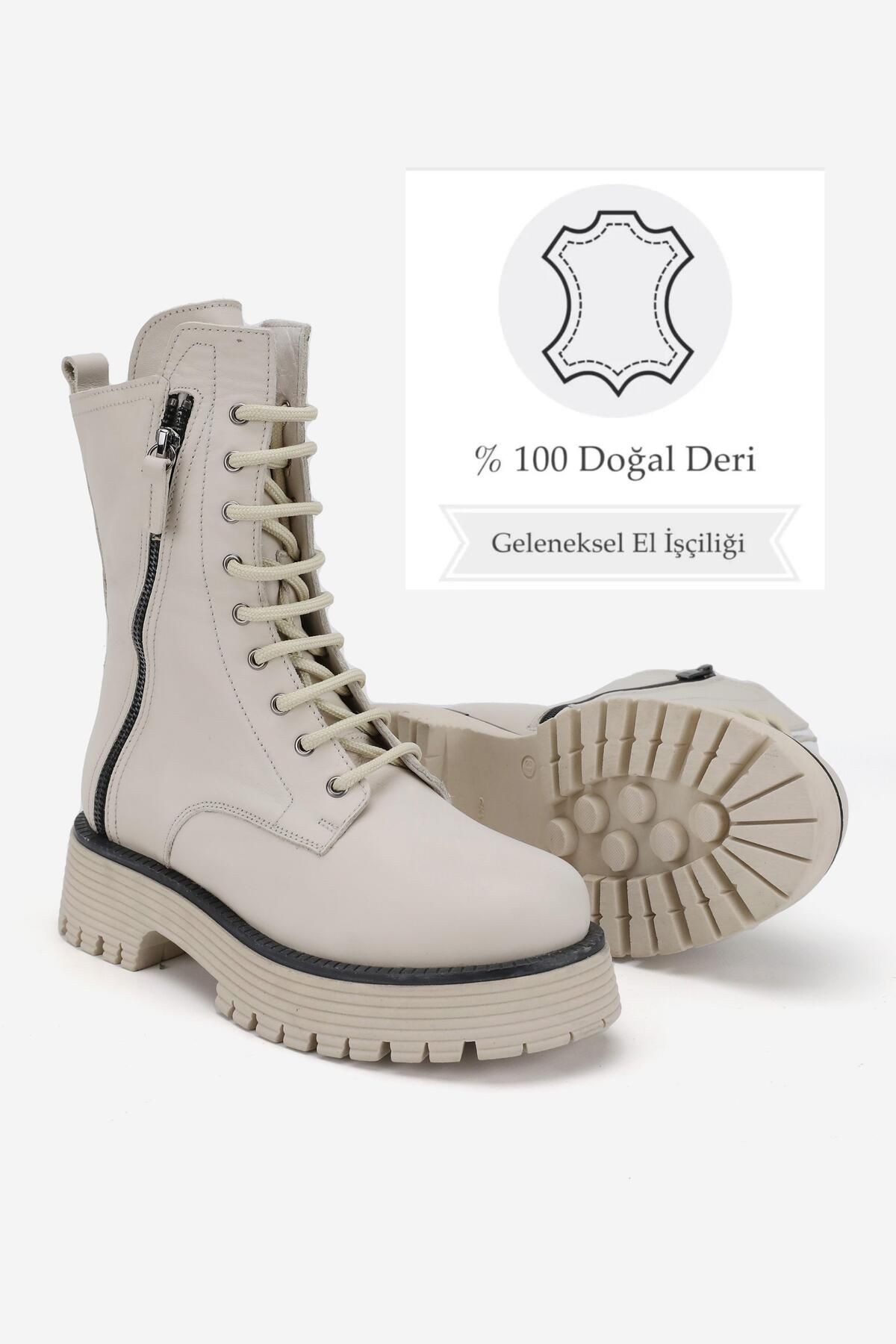 KADIN BEJ HAKİKİ DERİ 36-41 NUMARA BAĞCIKLI BOT & BOOTİE