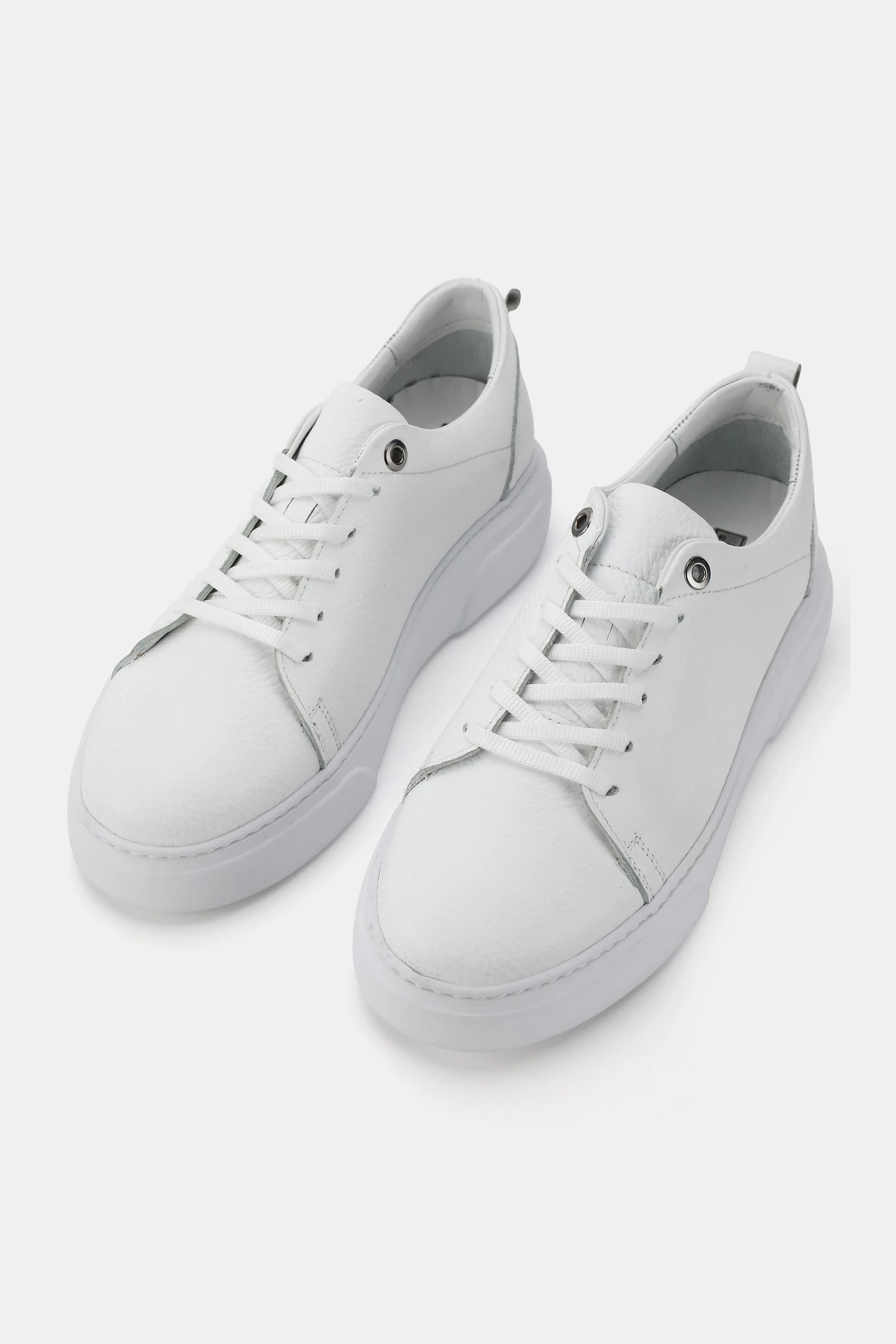 ERKEK BEYAZ HAKİKİ DOĞAL DERİ SNEAKER BAĞCIKLI AYAKKABI