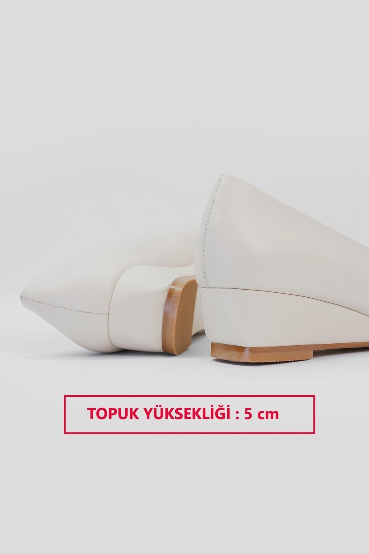 Kadın Bej Hakiki Deri 35-41 Numara Dolgu Topuklu Ayakkabı