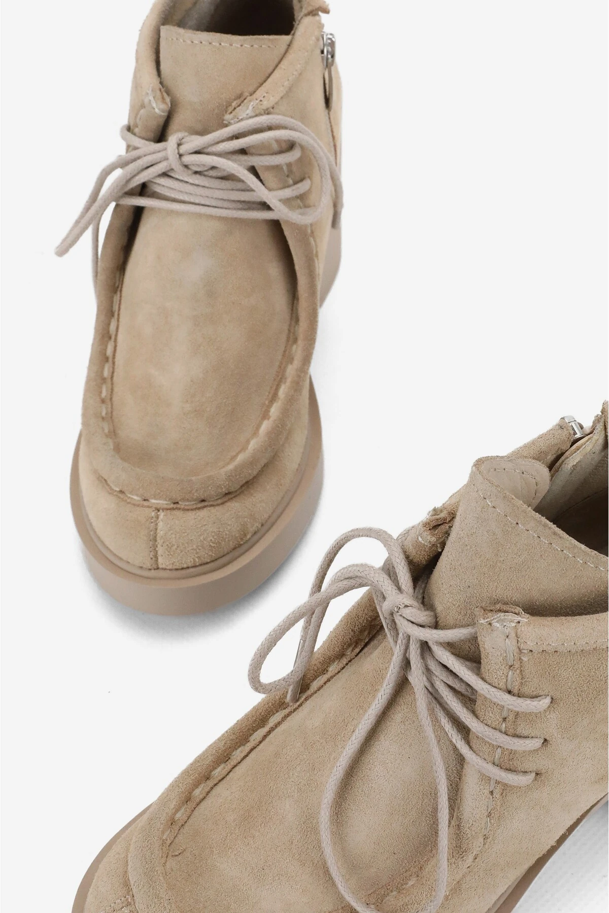 KADIN BEJ SÜET HAKİKİ DERİ 36-41 NUMARA KALIN TOPUKLU BAĞCIKLI BİLEKTE BOT