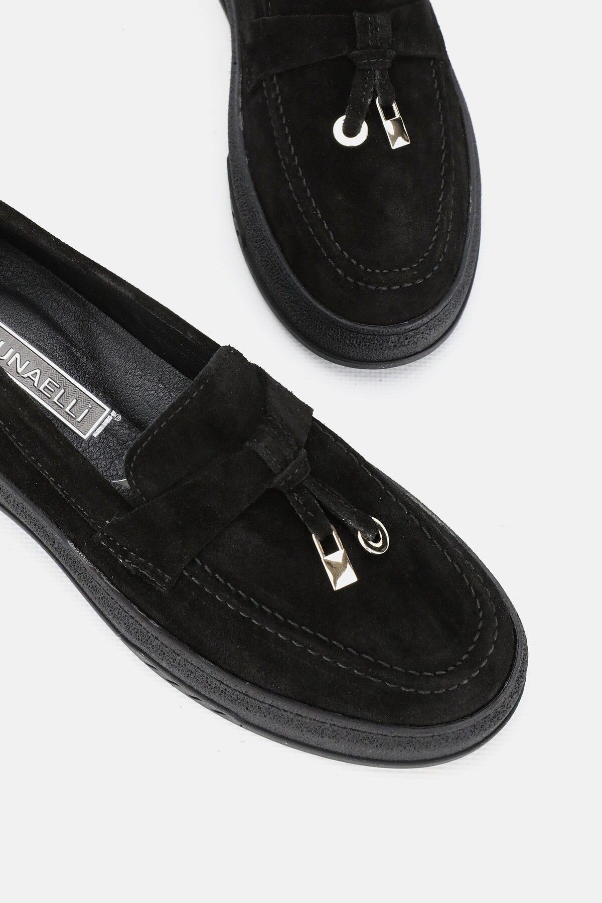 KADIN GRİ SÜET HAKİKİ DERİ 36-41 NUMARA DÜZ TOPUKLU LOAFER AYAKKABI