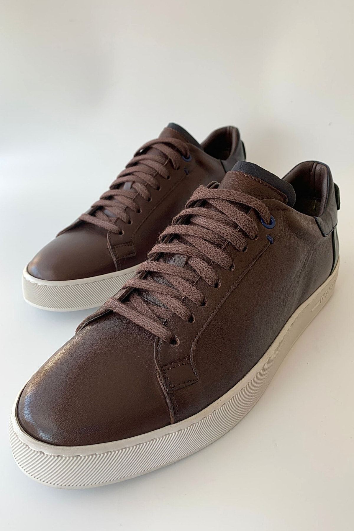 Erkek Kahverengi Deri Sneaker Tnl000387