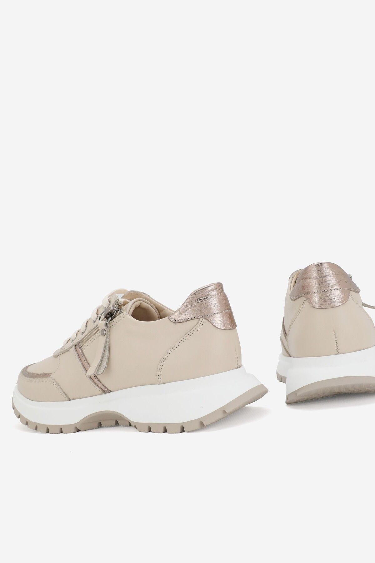 KADIN BEJ HAKİKİ DOĞAL DERİ BAĞCIKLI SNEAKER CASUAL AYAKKABI