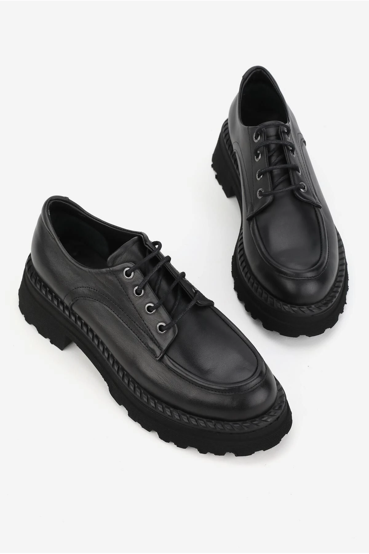 KADIN BEJ HAKİKİ DOĞAL DERİ BAĞCIKLI OXFORD AYAKKABI