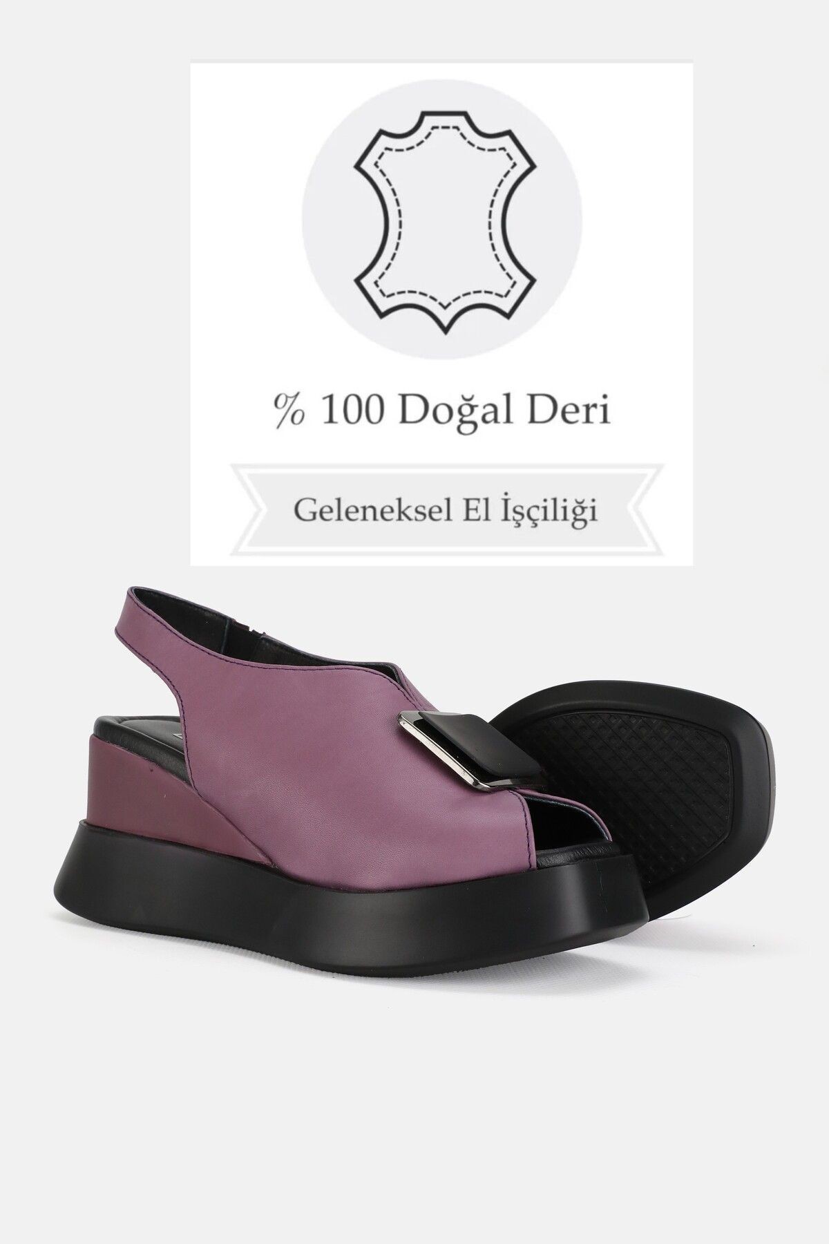 Kadın Kırmızı Hakiki Doğal Deri Dolgu Topuklu Sandalet