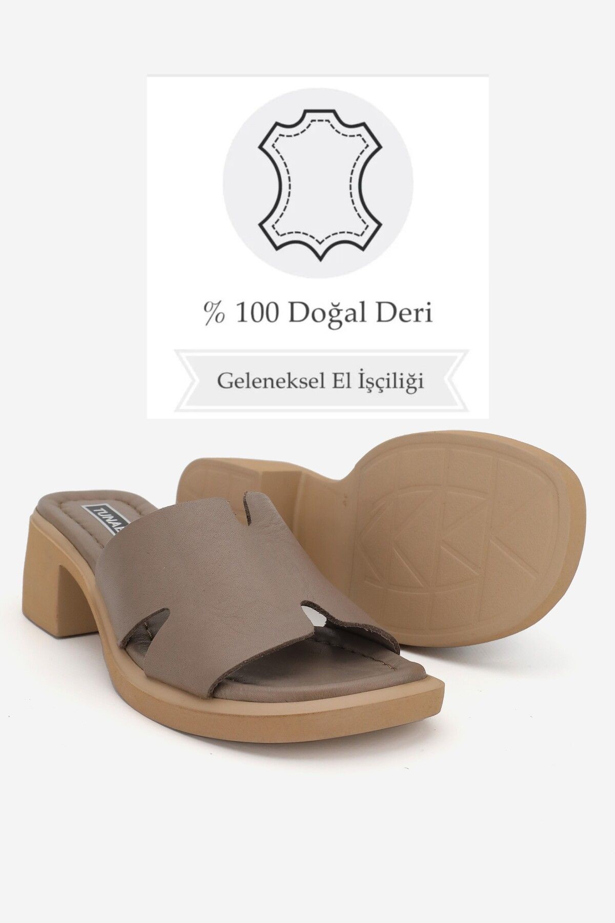 KADIN BEJ HAKİKİ DOĞAL DERİ TOPUKLU TERLİK