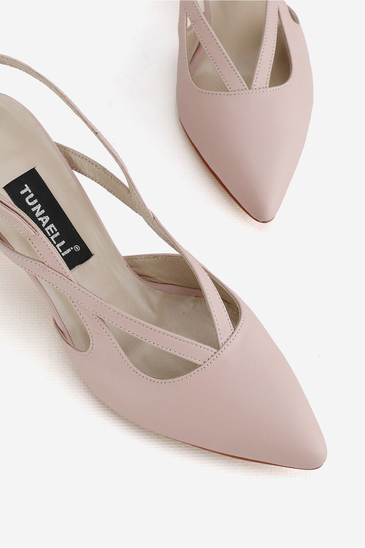 KADIN BEJ HAKİKİ DERİ 34-35-41-42 NUMARA TOPUKLU ARKA AÇIK AYAKKABI