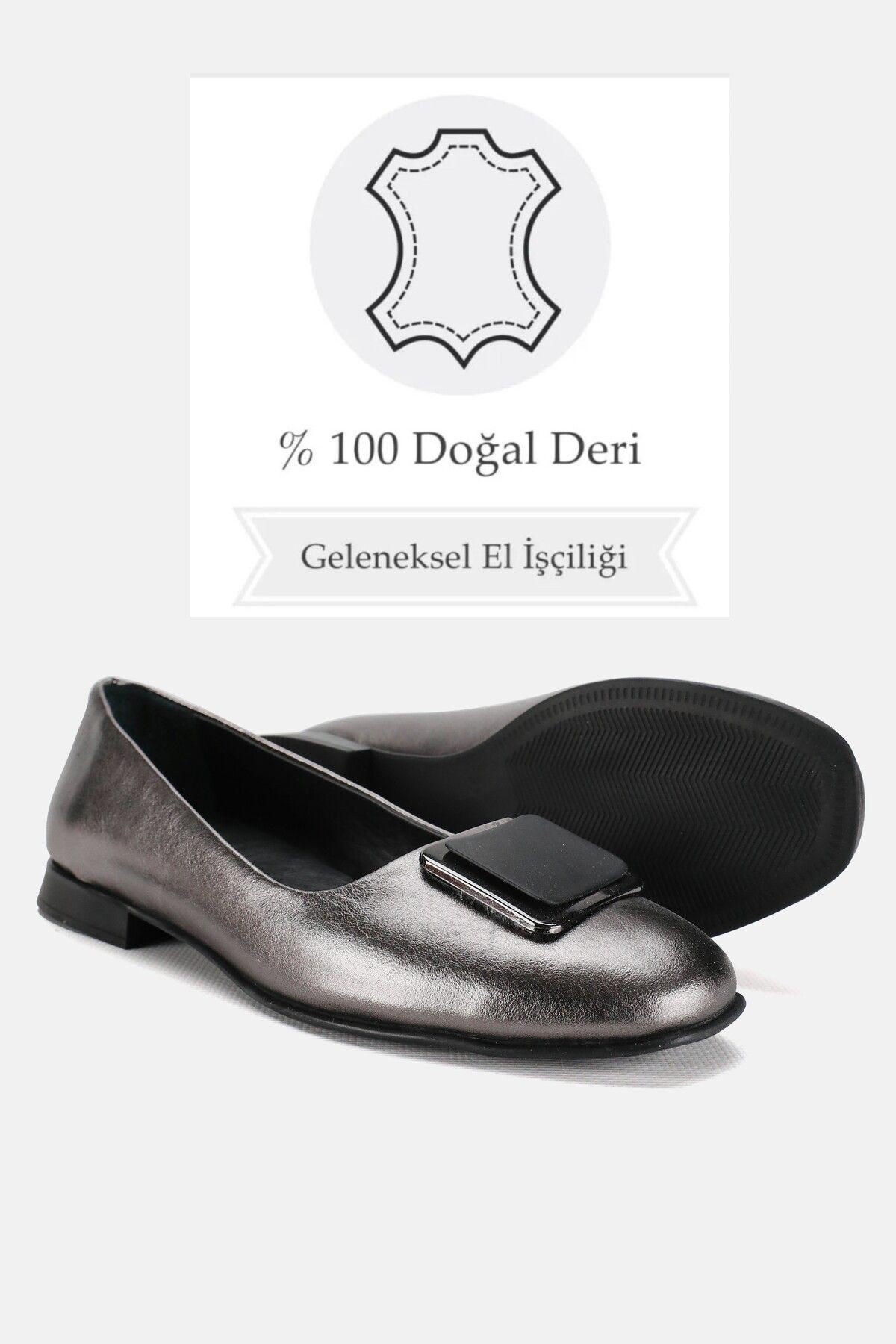 KADIN NİKEL SİYAH HAKİKİ DOĞAL DERİ 36-41 NUMARA TOKALI BABET