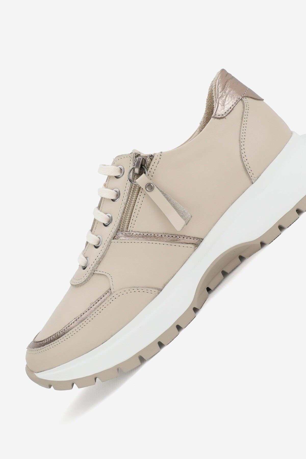 KADIN BEJ HAKİKİ DOĞAL DERİ BAĞCIKLI SNEAKER CASUAL AYAKKABI